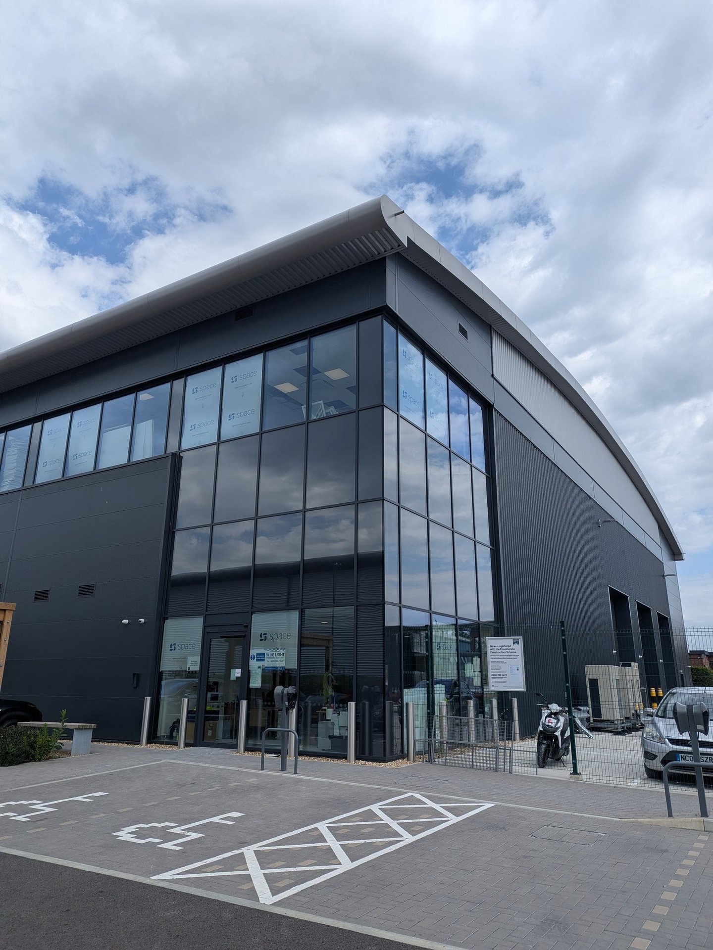 Front view of the warehouse