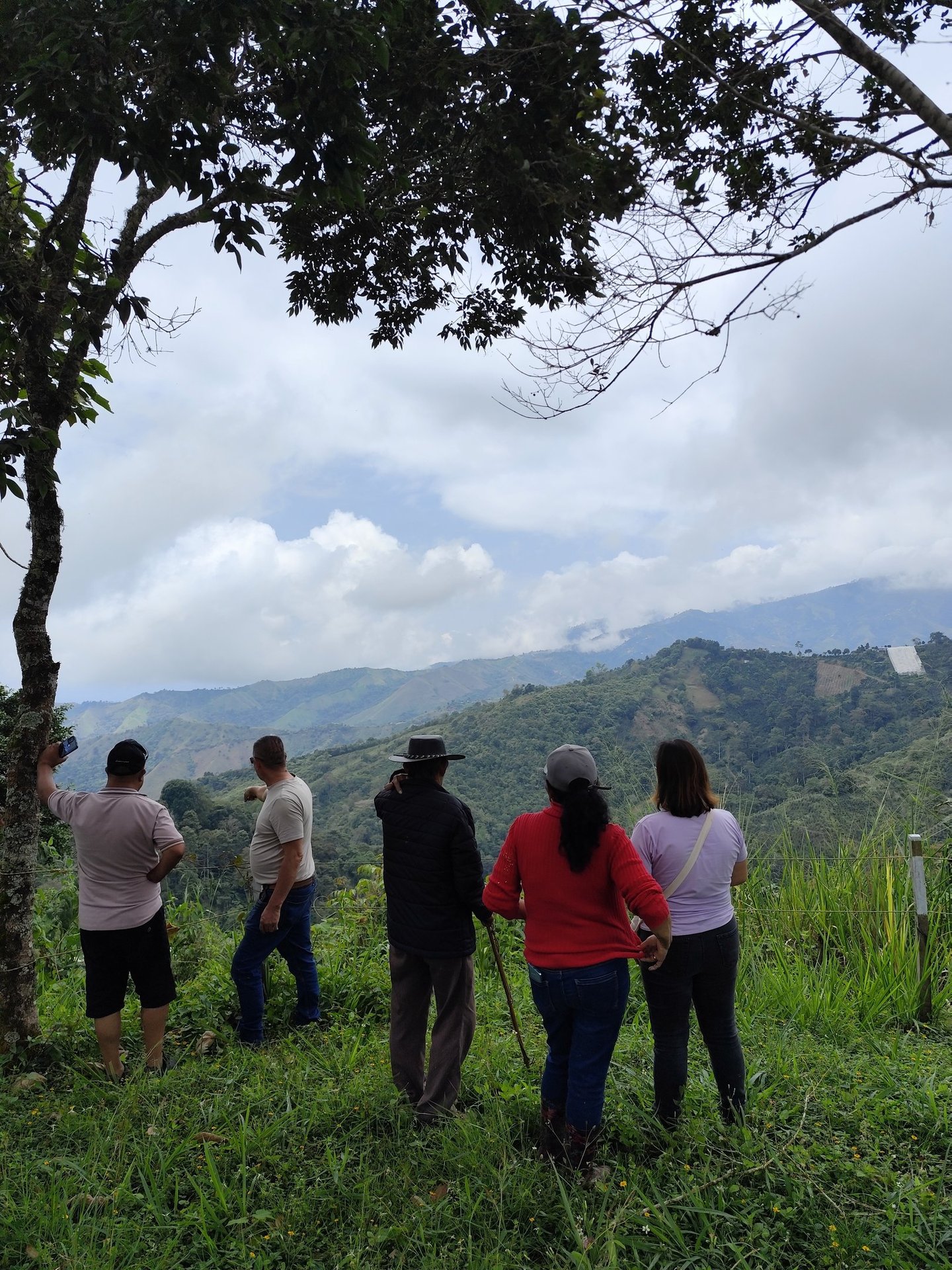 Familias campesinas de Anzoátegui caminando en sendero rural