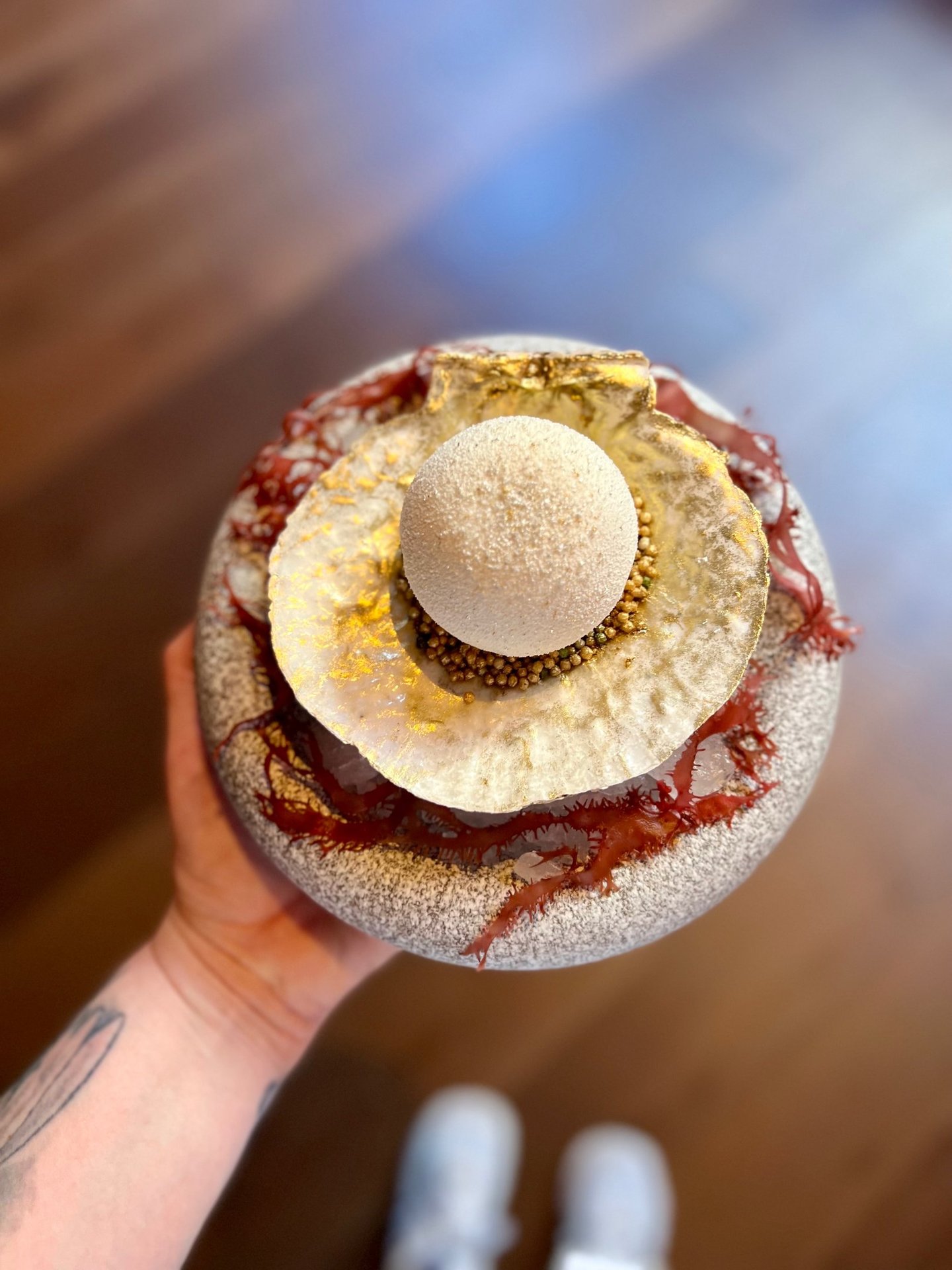 a unique dessert that looks like a pearl by Paola Marocchi