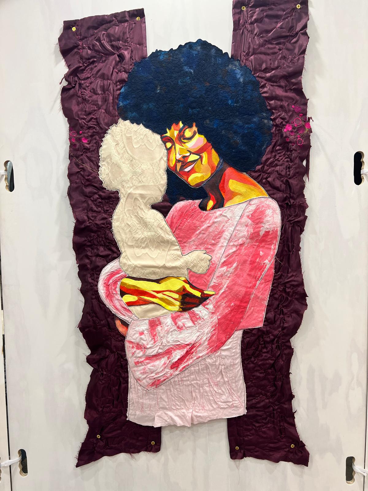 a painting of a woman with a baby in her arms