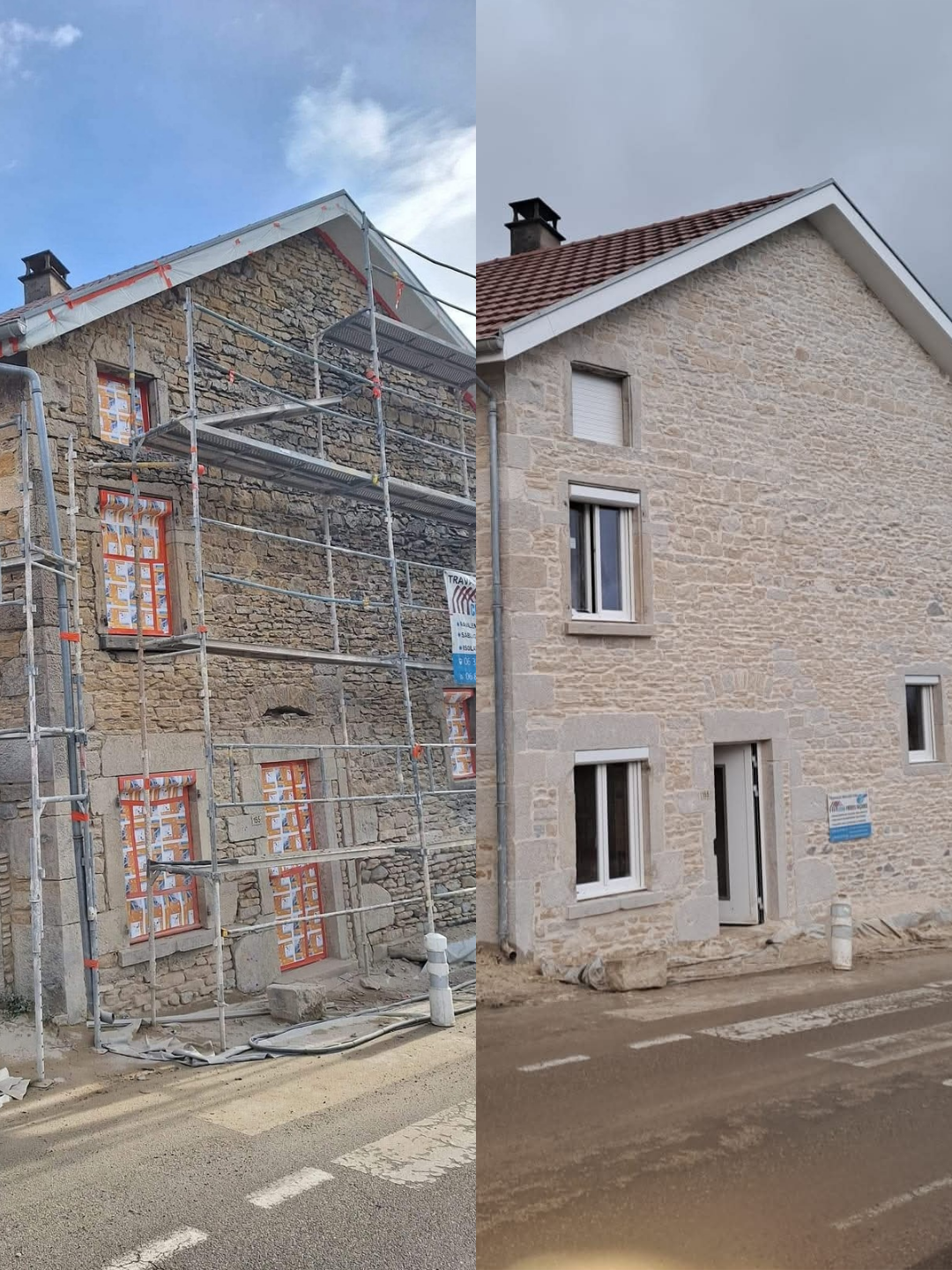 Avant/après – joint de pierre rénové à la chaux sur façade ancienne