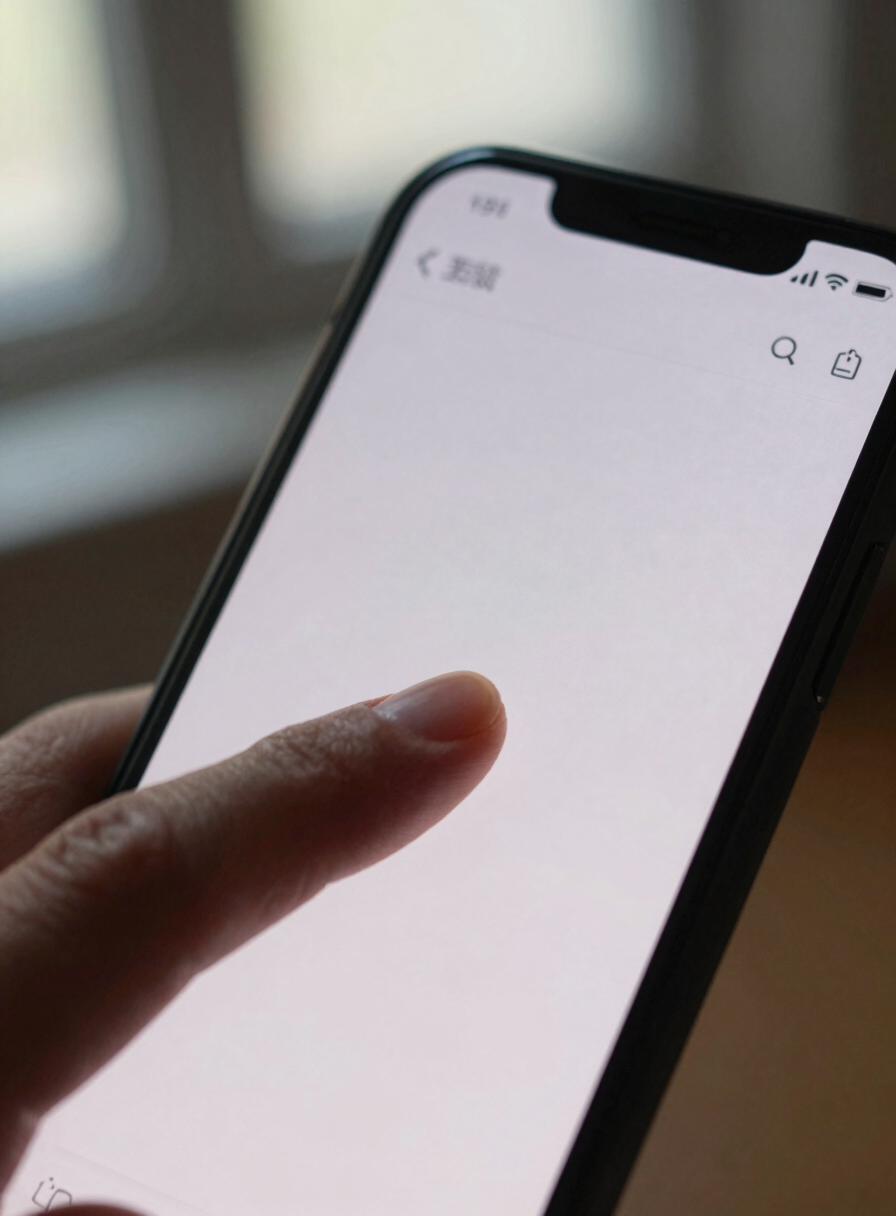 Close-up of an Android phone screen showing a minimal productivity app interface, finger resting on a clean tap target, daylight from a window casting soft light across the device edge, tight crop on the glass surface