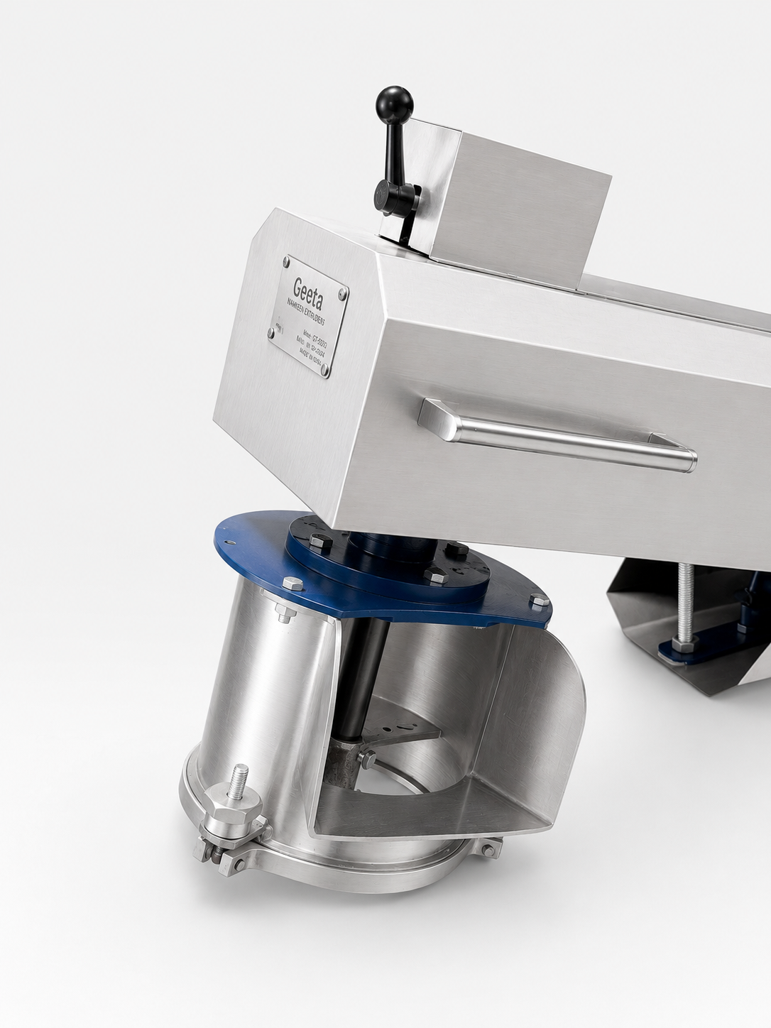 Geeta stainless steel namkeen extruder machine for commercial snack food production and processing.