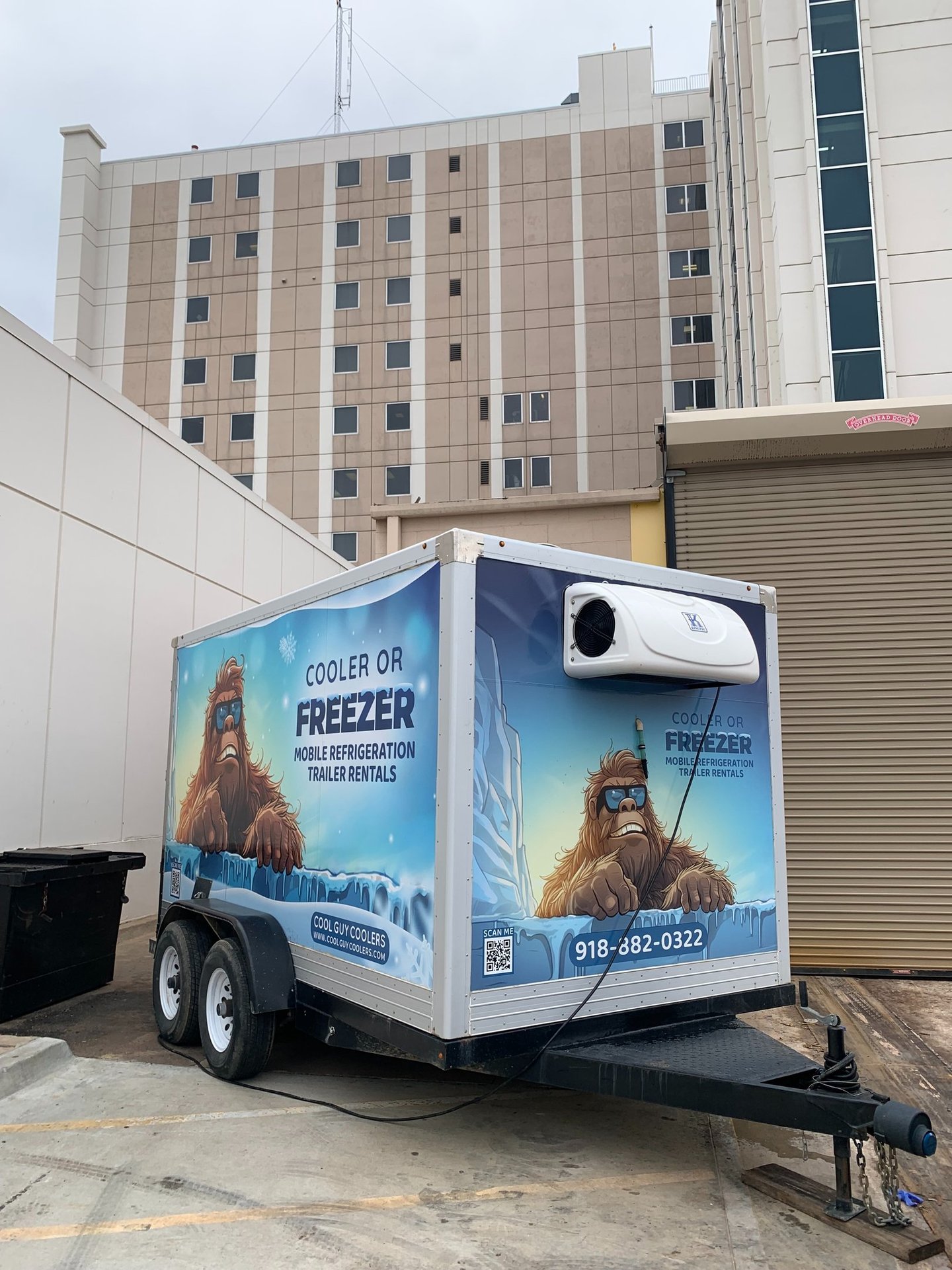 Trailer in front of regional hospital