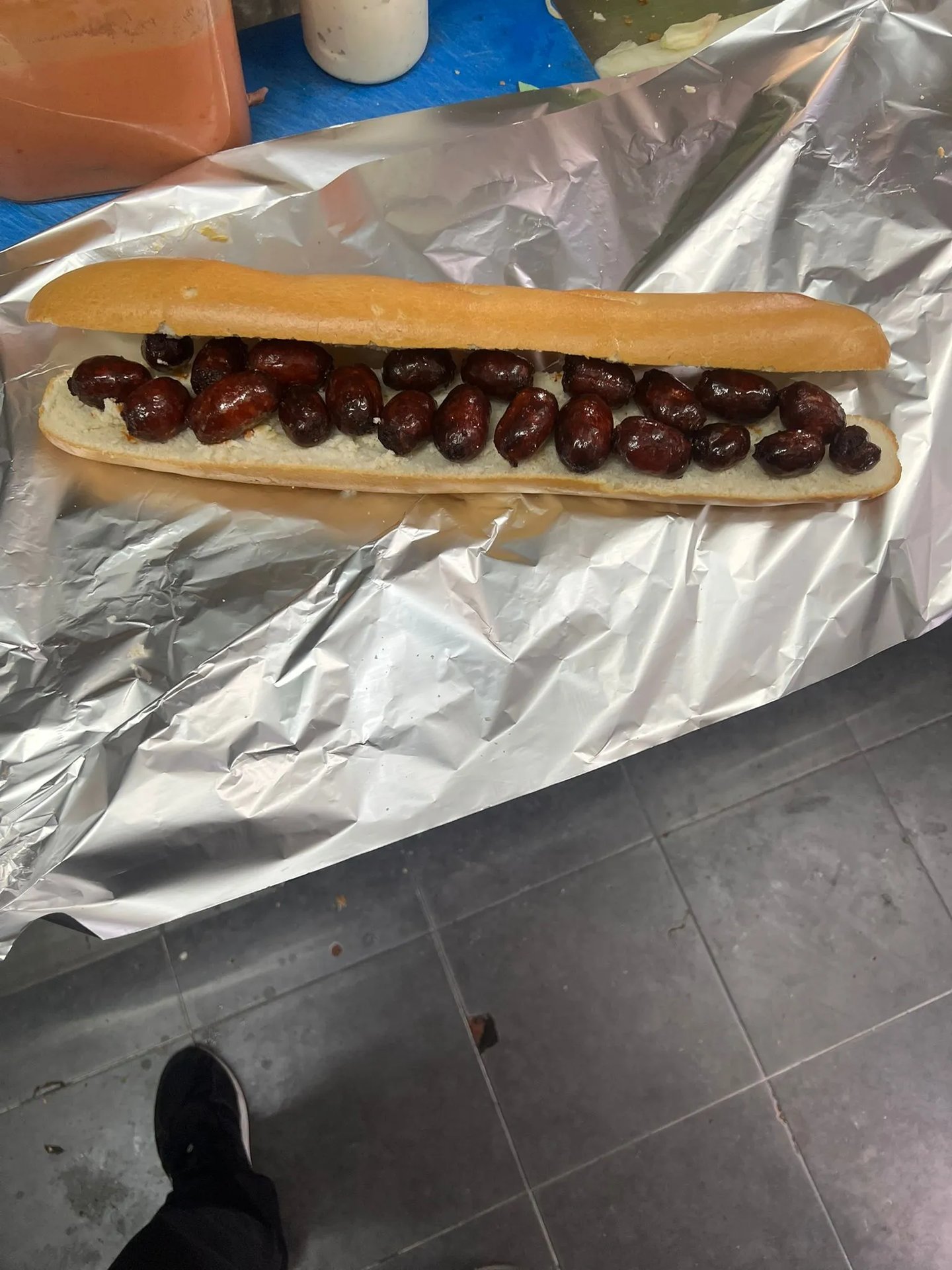 bocadillo de chorizo frito
