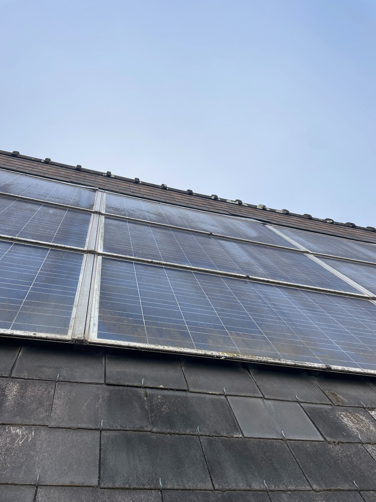 Installation solaire 6 kWc à Thouaré-sur-Loire, non nettoyée depuis 10 ans, avec salissures importantes et traces d’algues