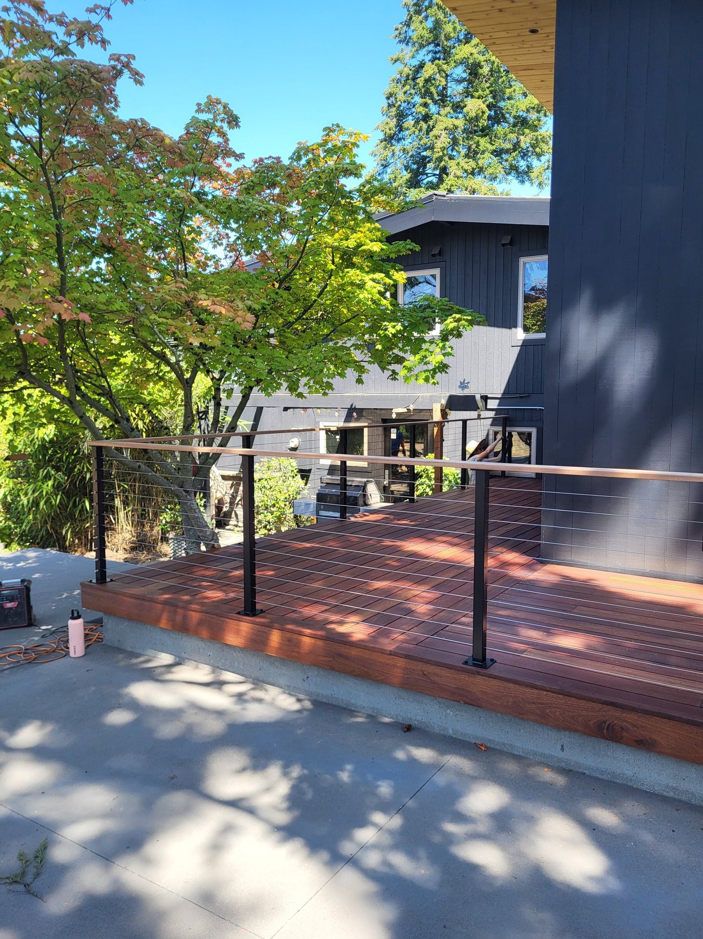 Deck made of Redwood and Cable Rail