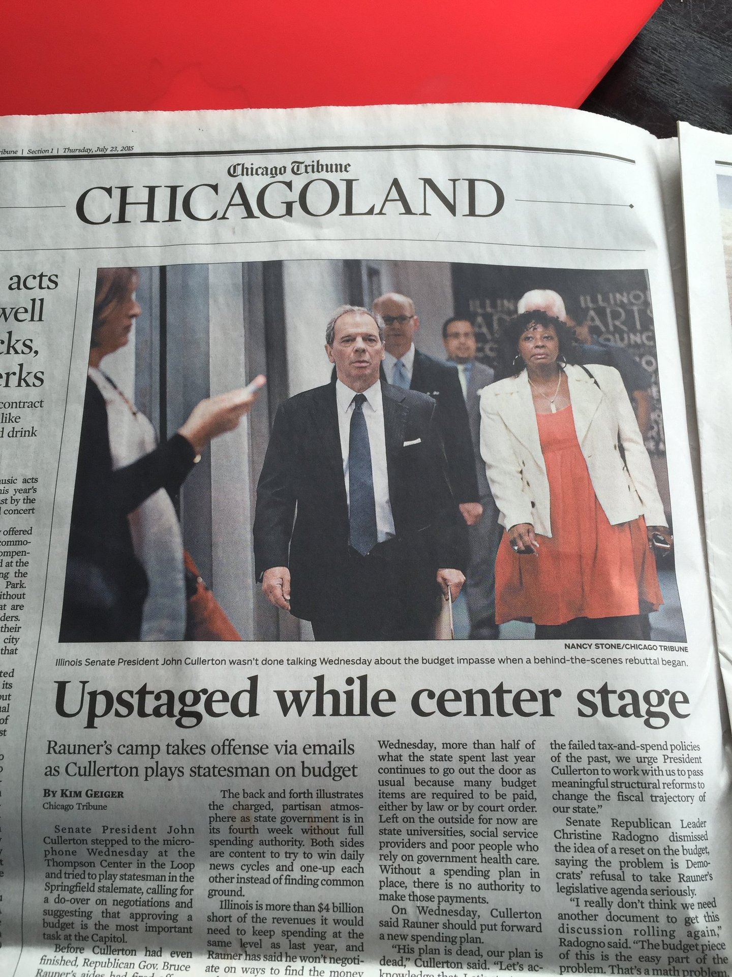 Elias "Louie" Mossos, walking into meeting with Sen Don Harmon, Sen. Mattie Hunter to discuss budget