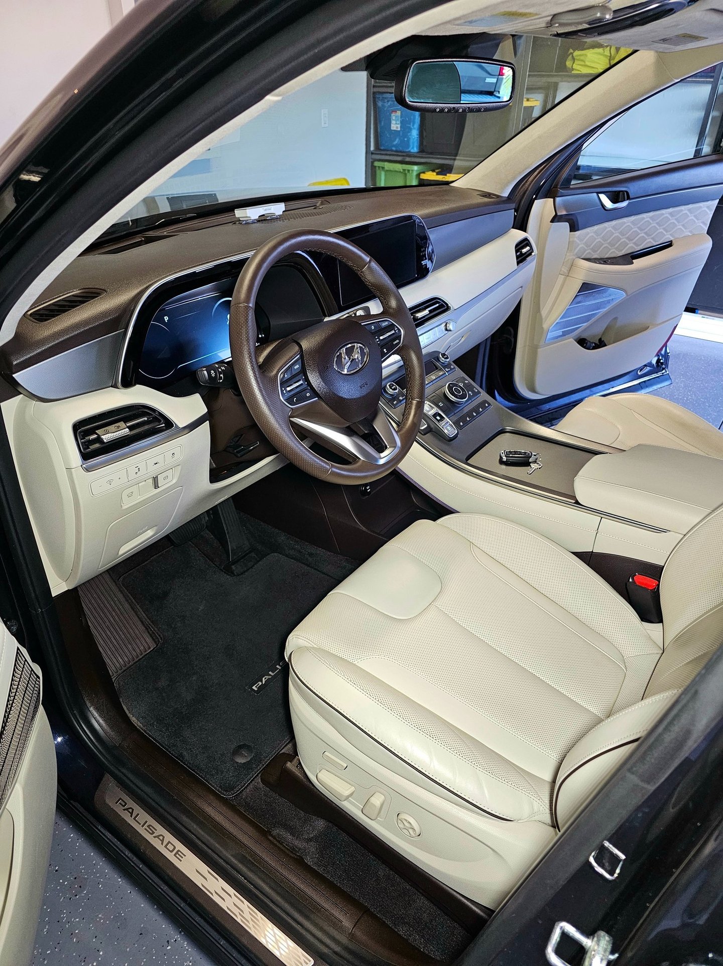 a car with a steering wheel and a steering wheel