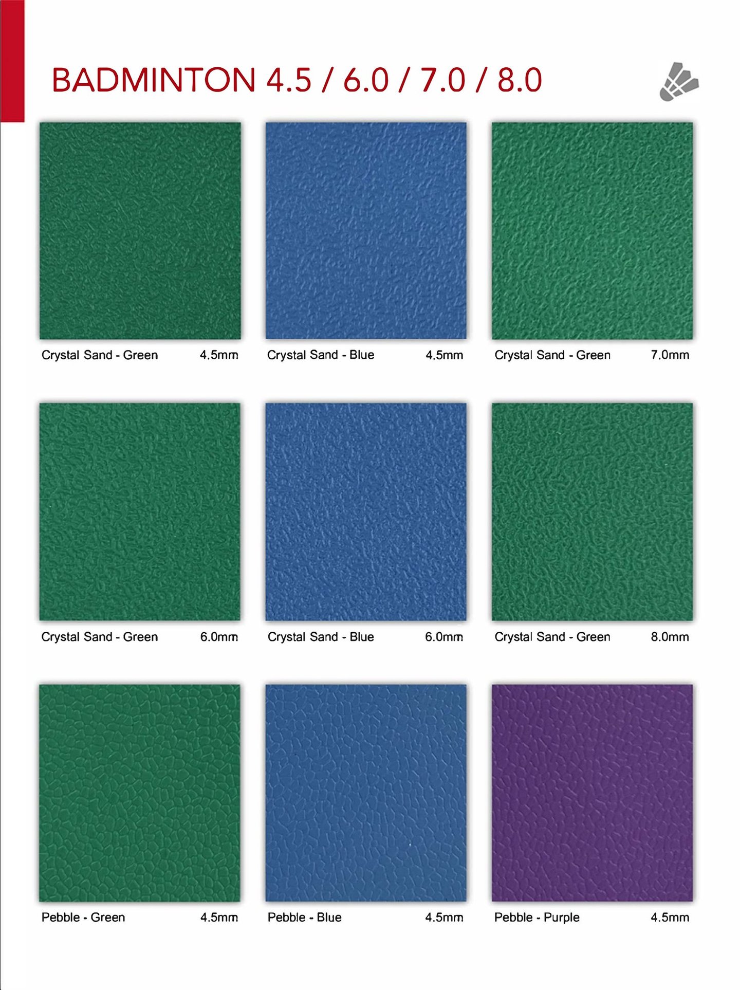 Badminton PVC flooring BWF Approved
