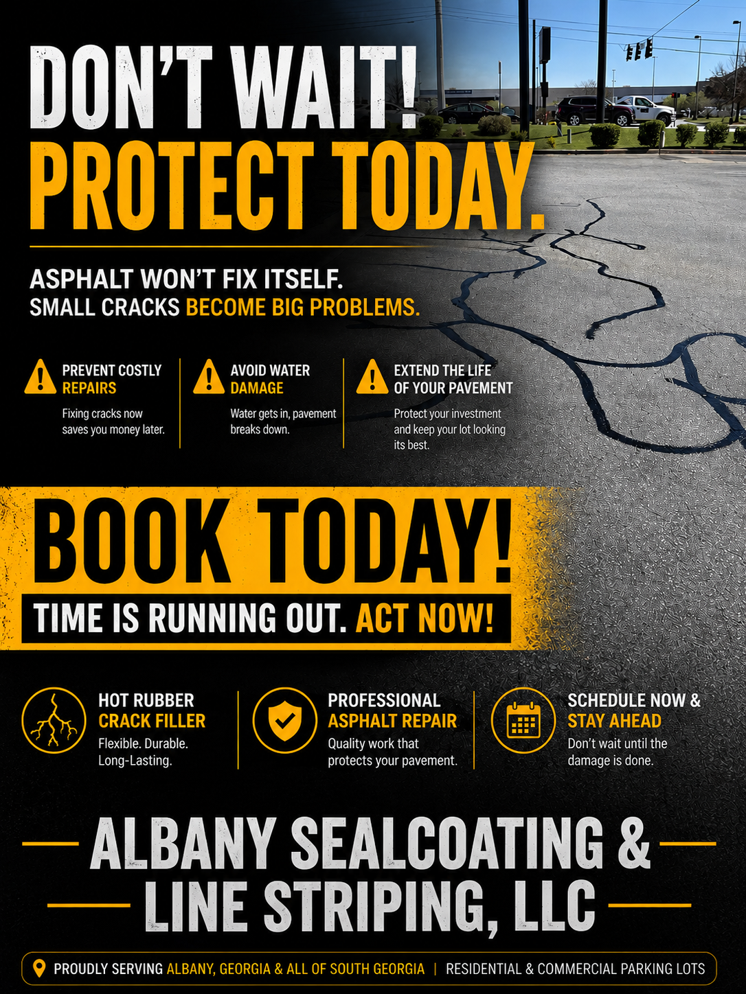 Albany Sealcoating & Line Striping, LLC | Professional Asphalt Crack Repair & Hot Rubber Crack Filling