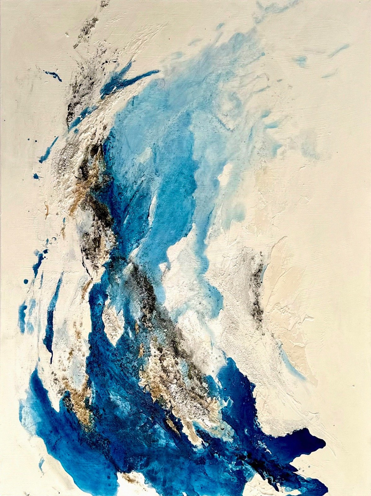 Peinture grand format mouvement abstrait rythme de l’eau inspiré par la nature