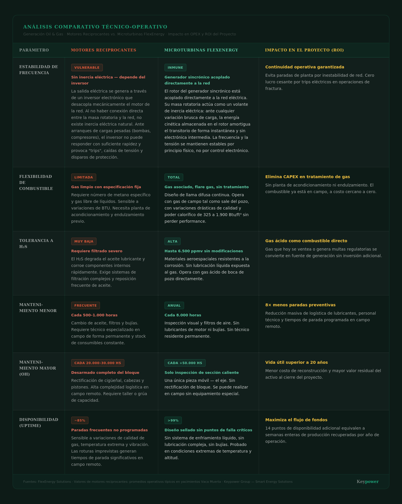 Microturbina FlexEnergy GT333 - Comparativa con Motor Reciprocante
