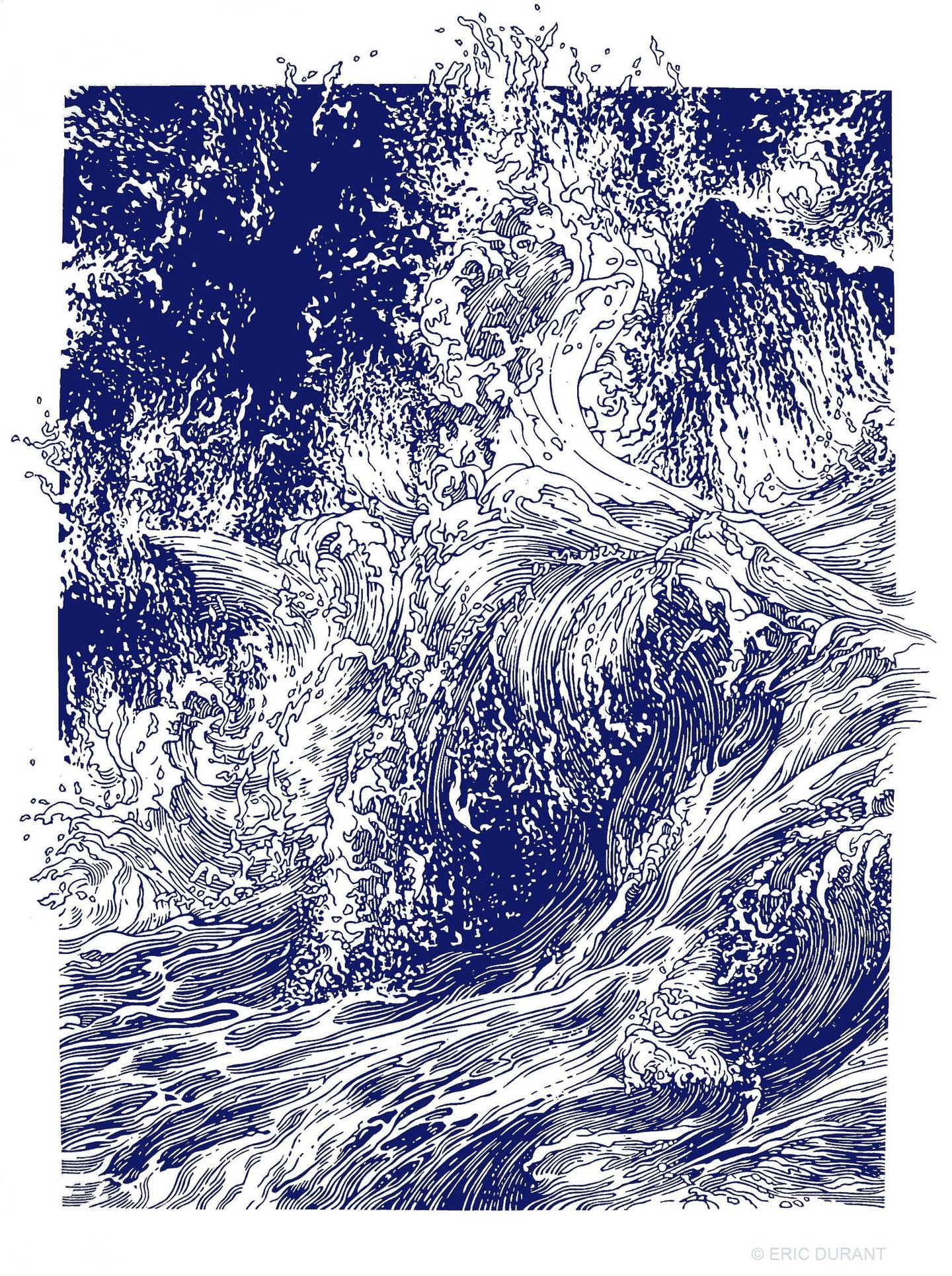 Linogravure sur papier 48 × 64 cm - © Eric Durant