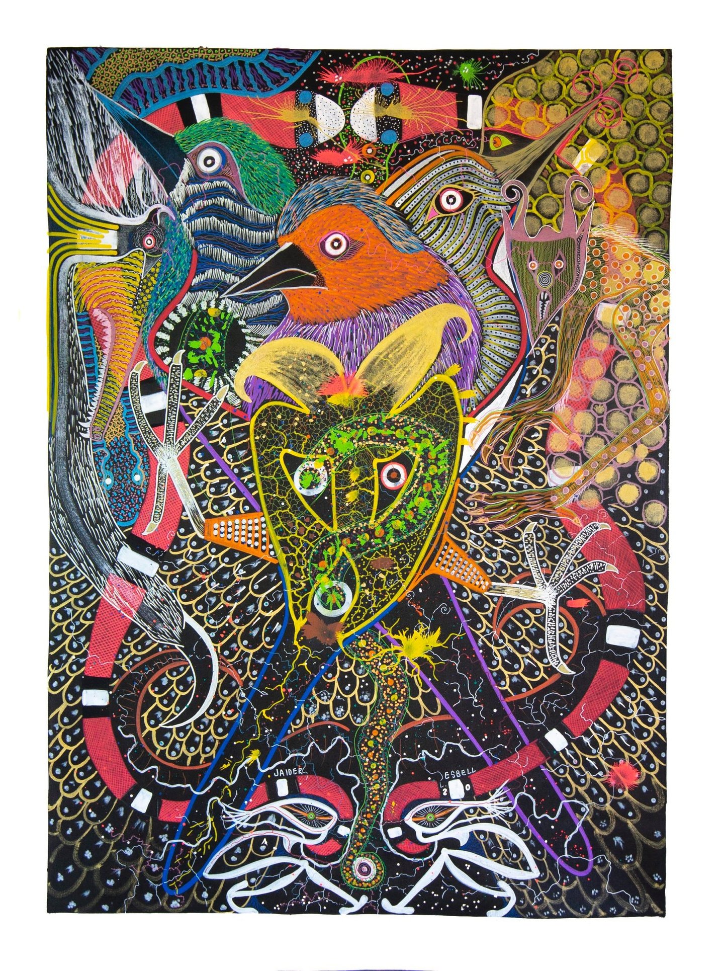 Pintura indígena com padrões cósmicos – Jaider Esbell