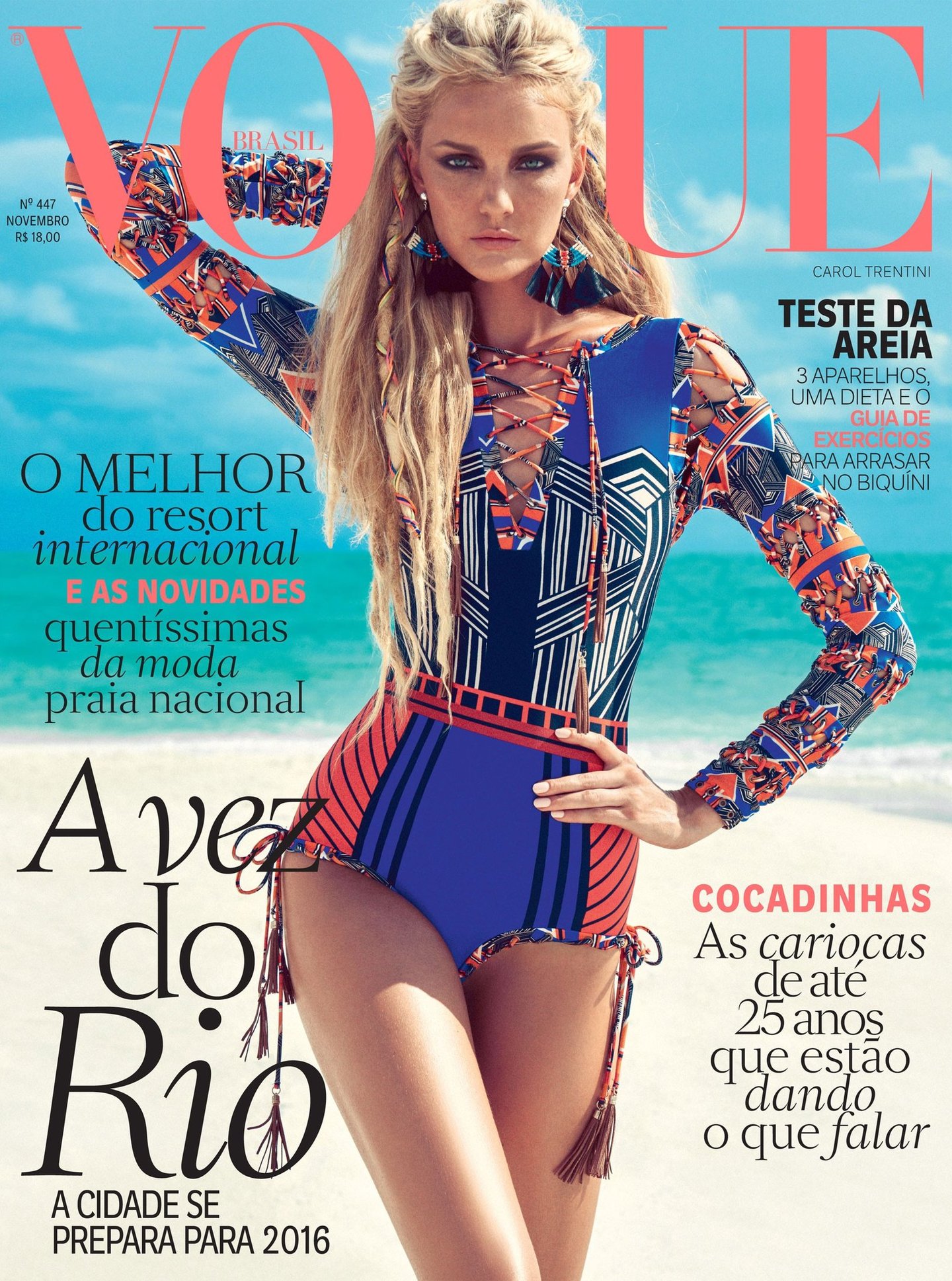 Body estampado com estampa digital exclusiva de grafismo foi capa da revista Vogue