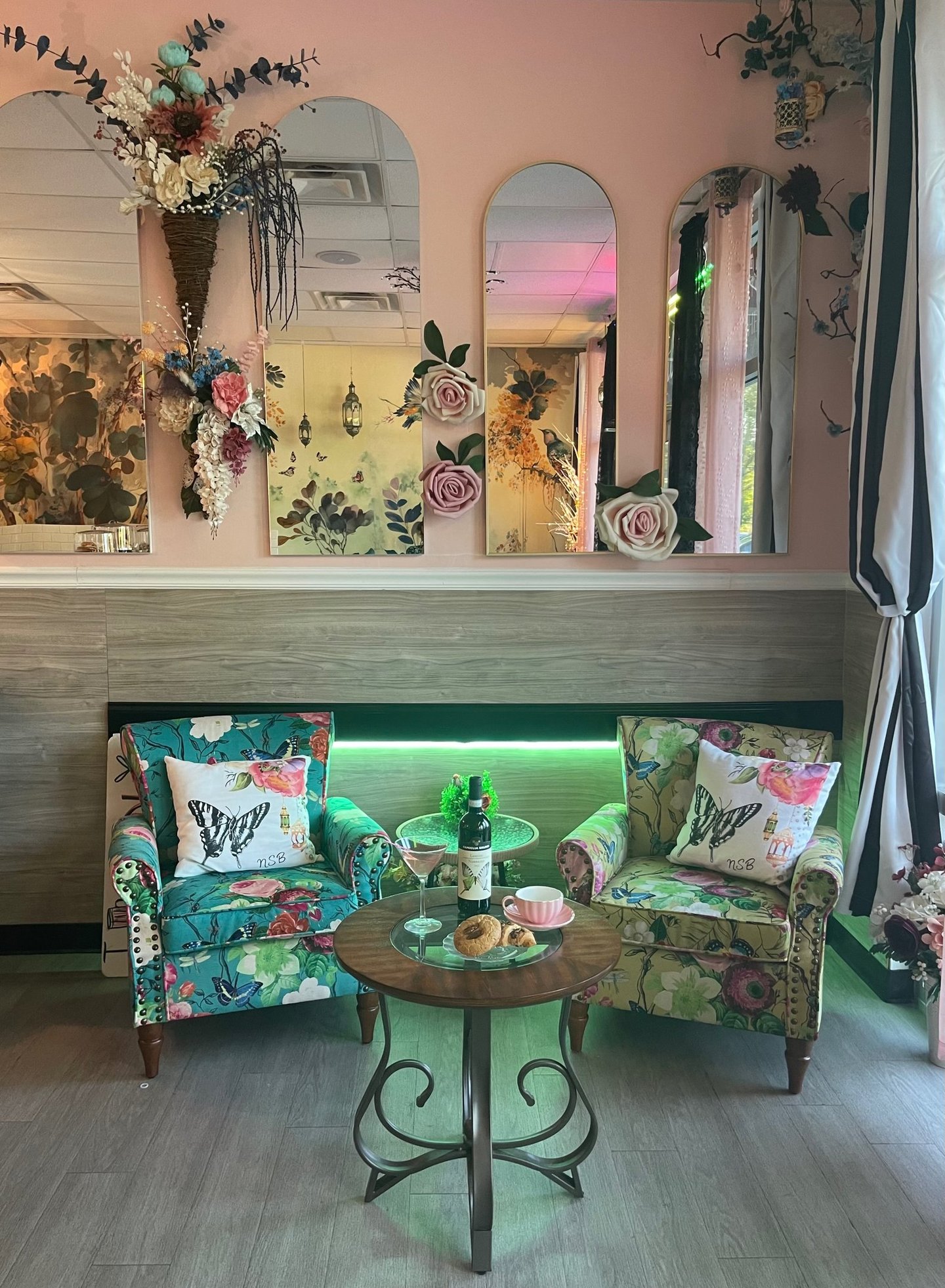 a living room with a couch and a table