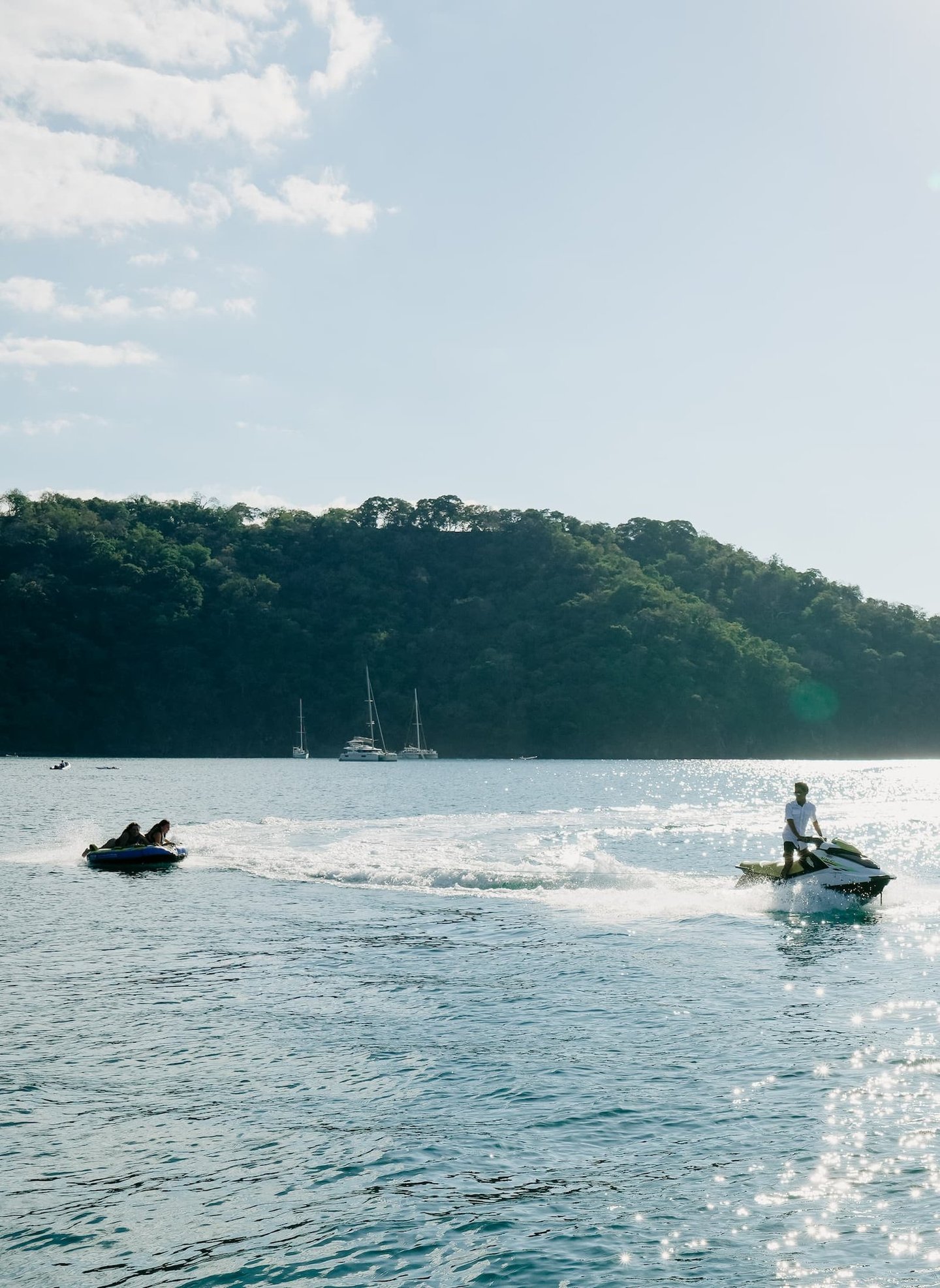 Jet ski rental included with luxury catamaran tour in Gulf of Papagayo, Costa Rica