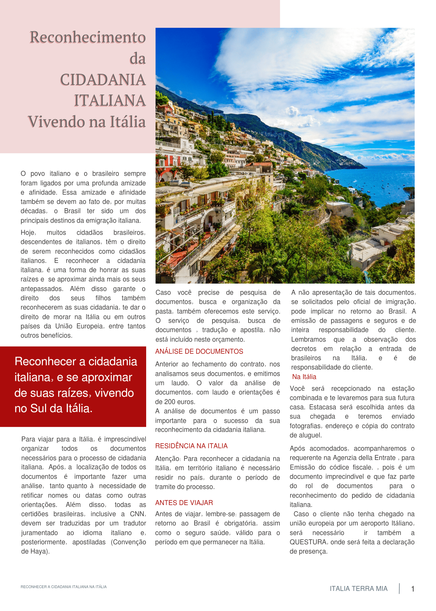 Cidadania italiana Italia terra mia