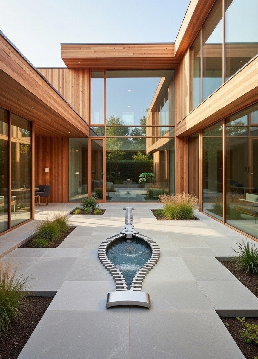 Stainless steel Zipper Zip water sculpture by Mark Richard Hall