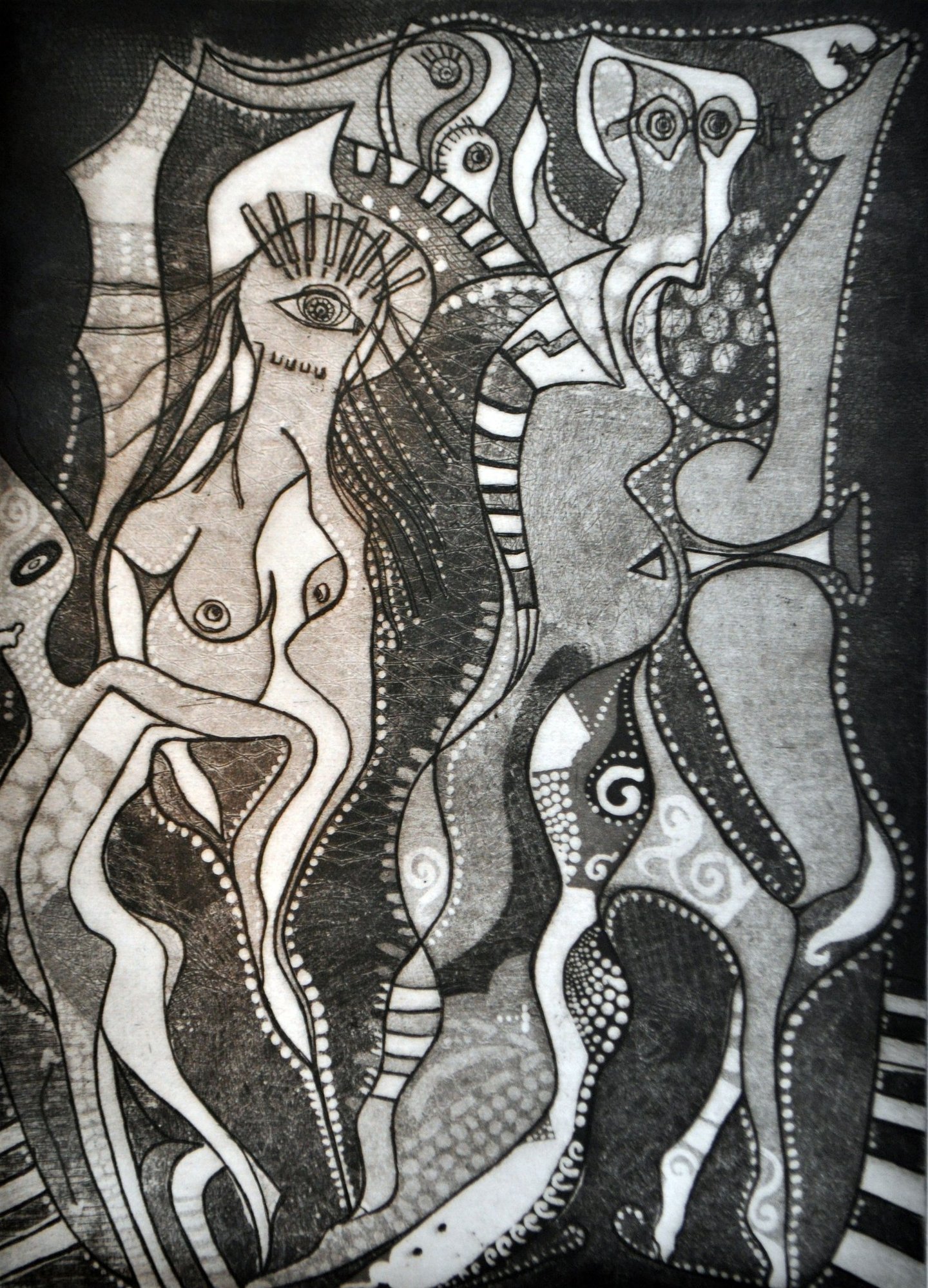 Opus, a limited edition print of 75, in which Kristina has used soft ground etching with aqua-tint.
