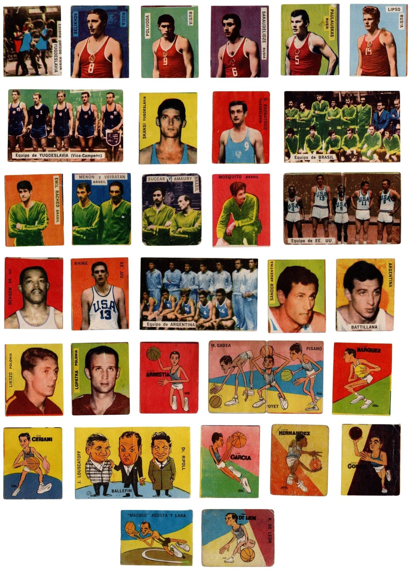 1967 Ediciones Crack Album Los Trico Y Los Pena Basketball Cards 1967 FIBA Championship