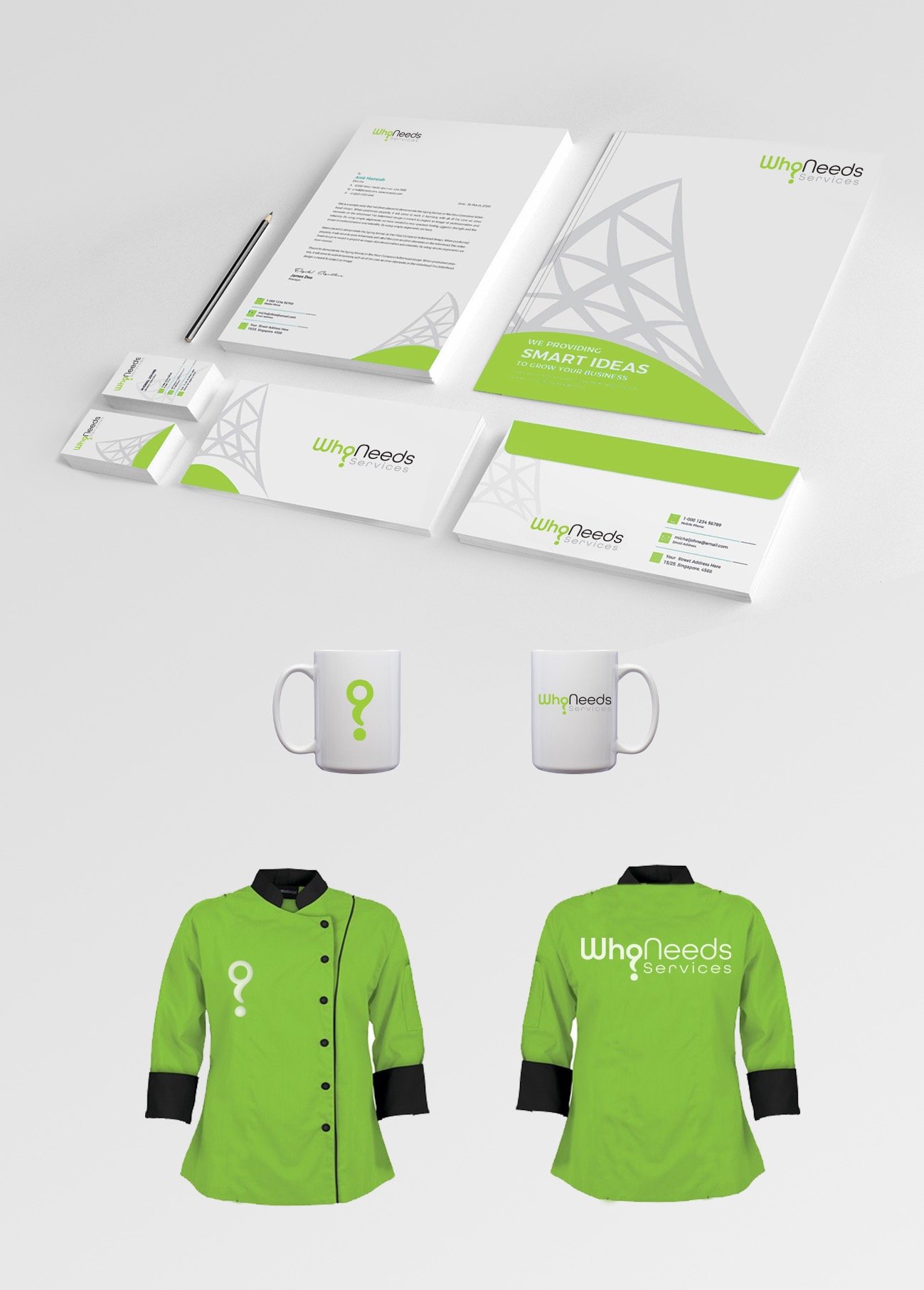 Stationery with branding mug and uniform