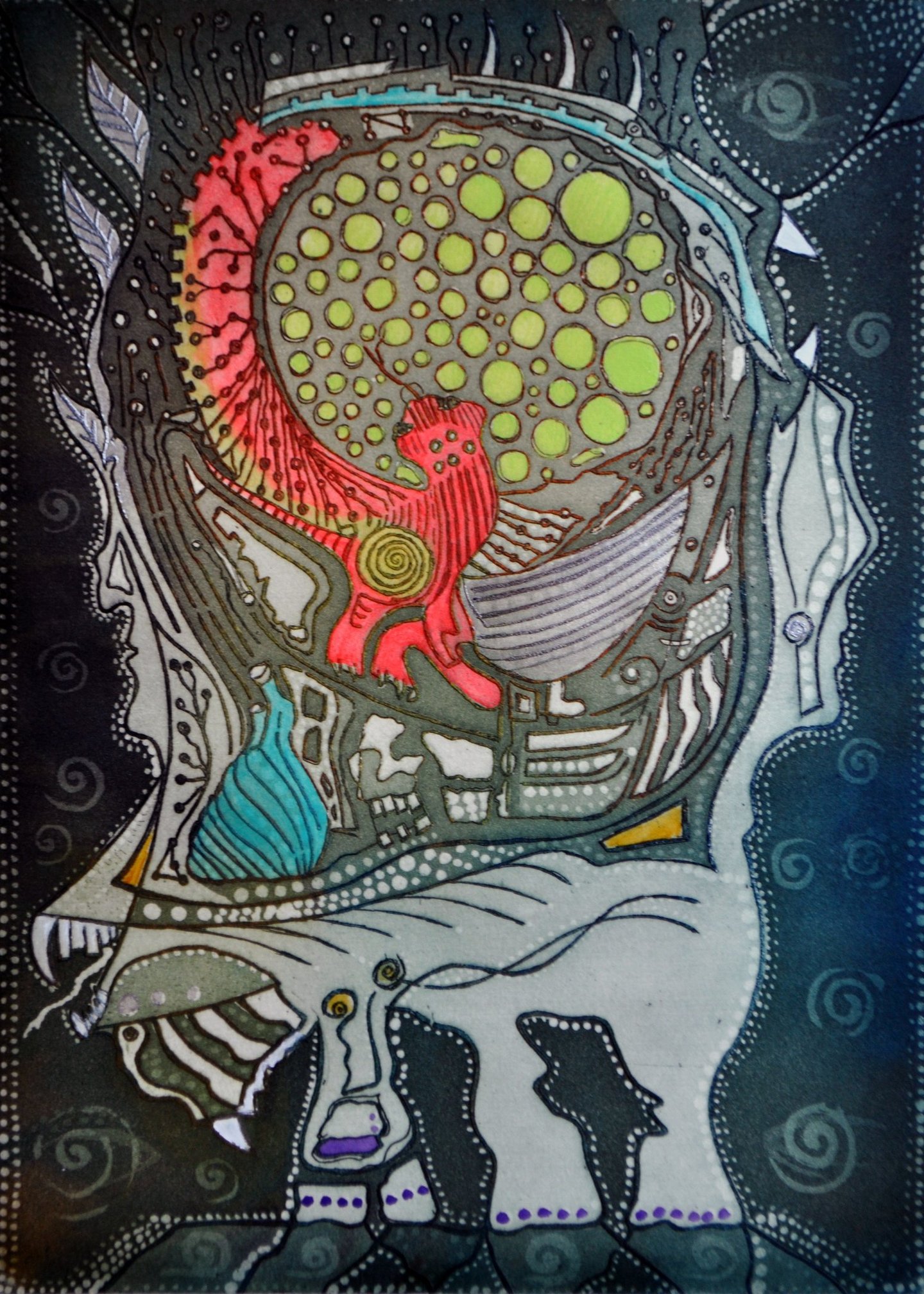 Poligon" Etched Print Watercolour by Kristina Lee, 2012