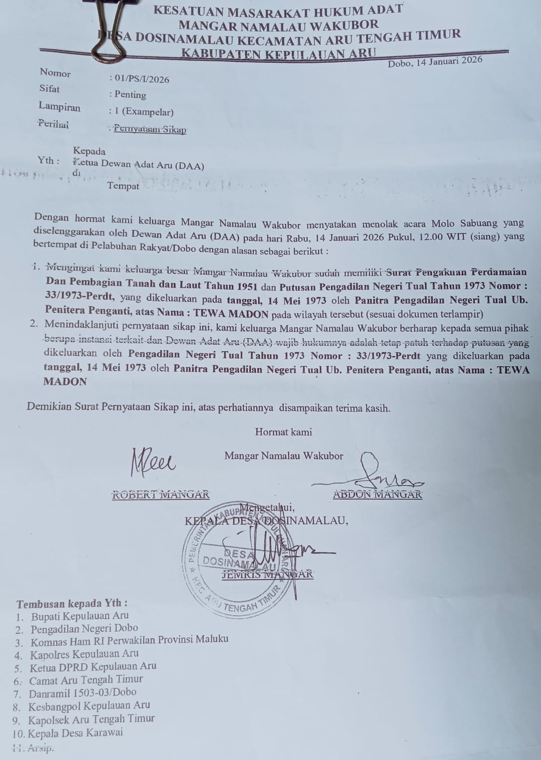 Surat Pernyataan Sikap