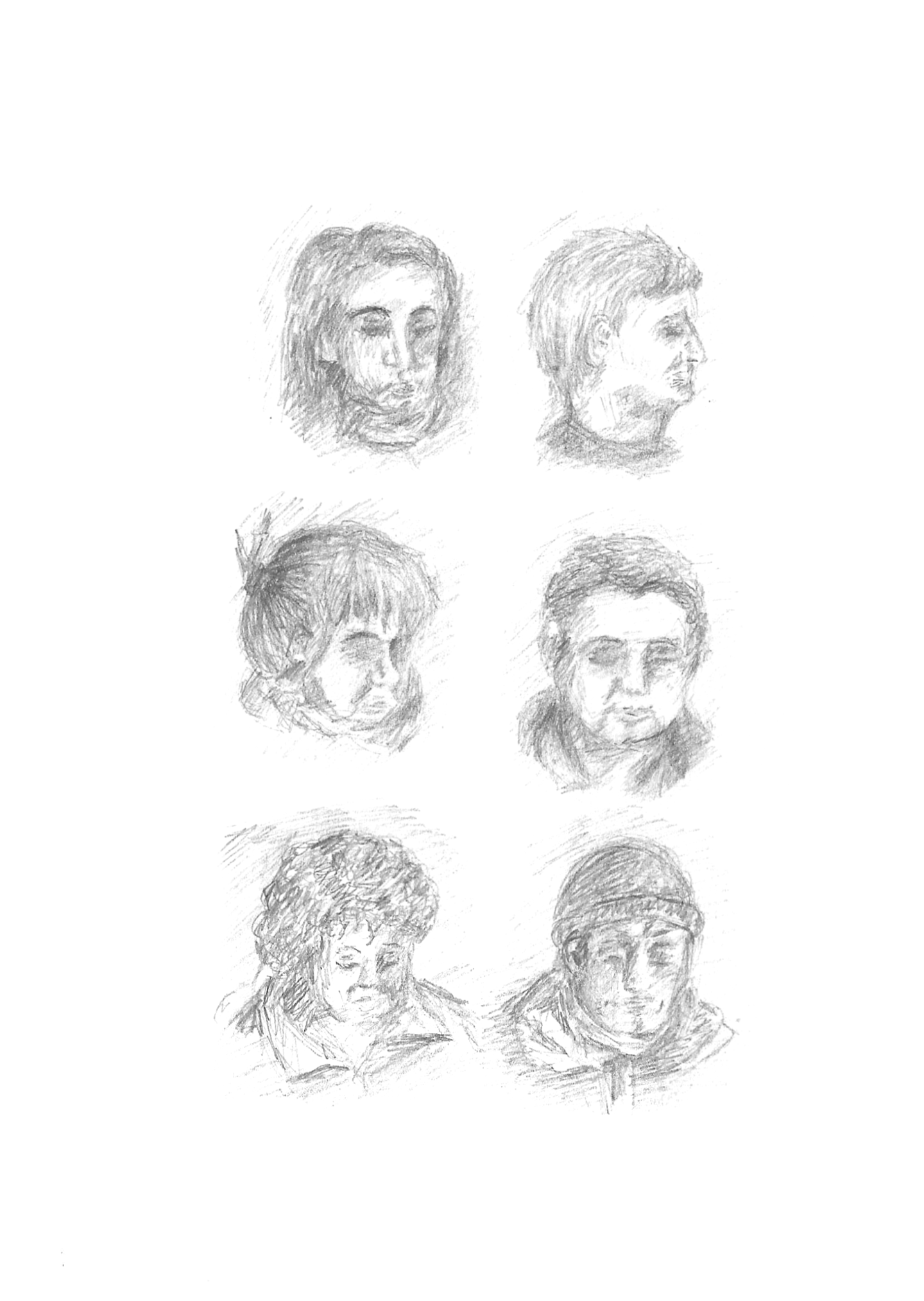 Schnelle Bleistiftskizzen von Personen unterwegs.