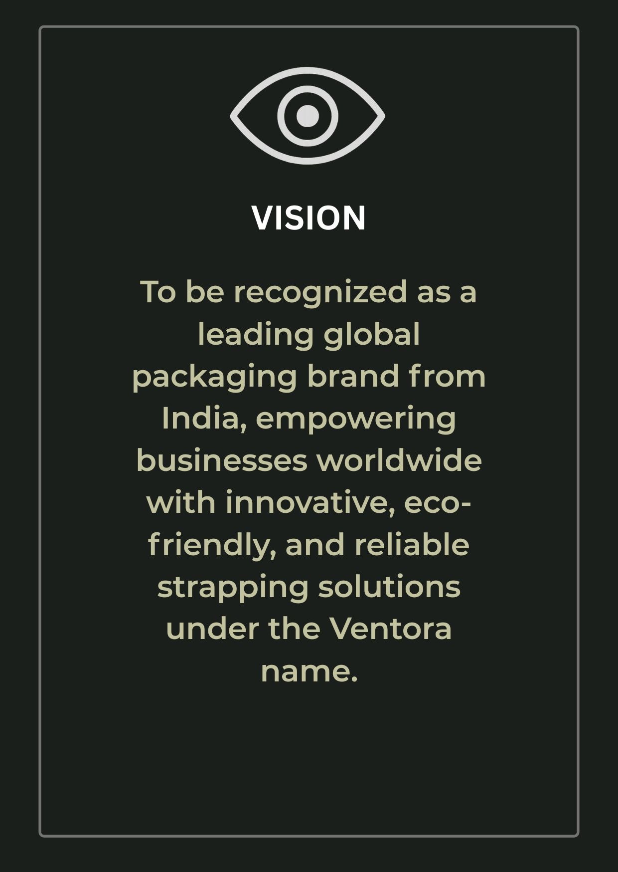 Ventora Industries vision for global packaging leadership
