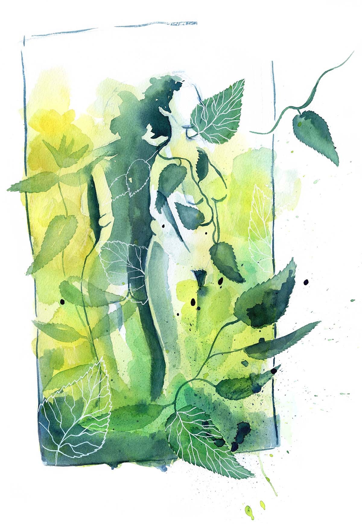 woman surrounded by nettle.