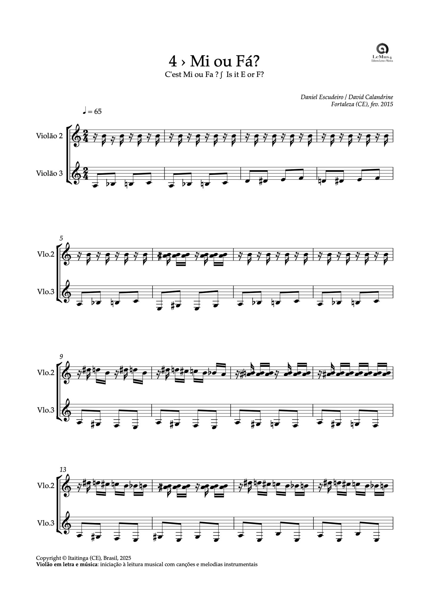 Imagem: parte completa de "Mi ou Fá?" do livro "violão em letra e música".