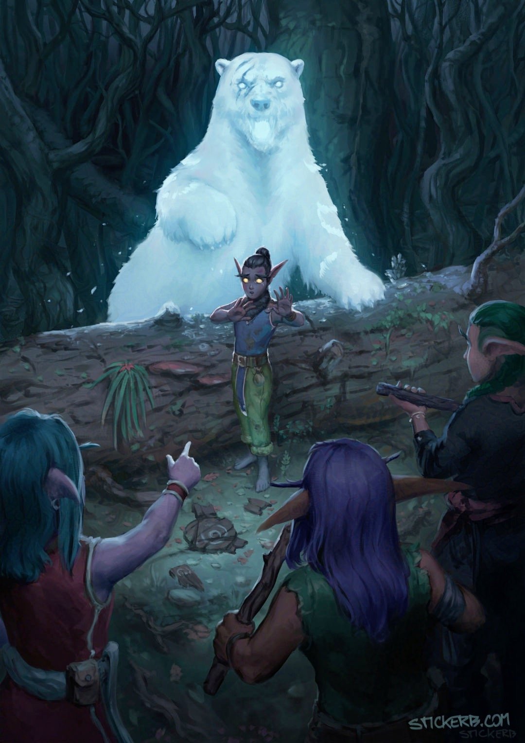 World of warcraft Night elf fantasy character illustration commission