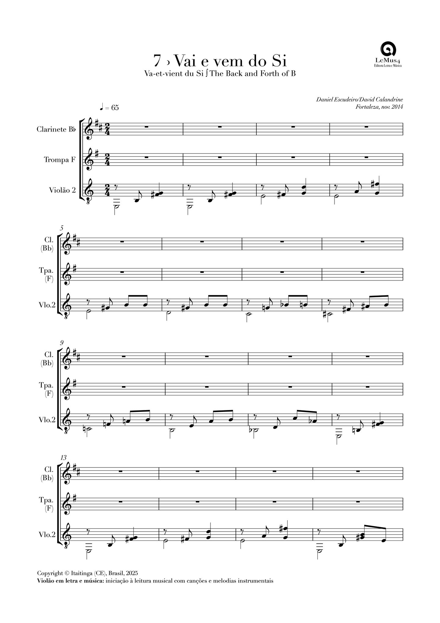 Imagem: parte completa de "Vai e vem do Si" do livro "violão em letra e música".