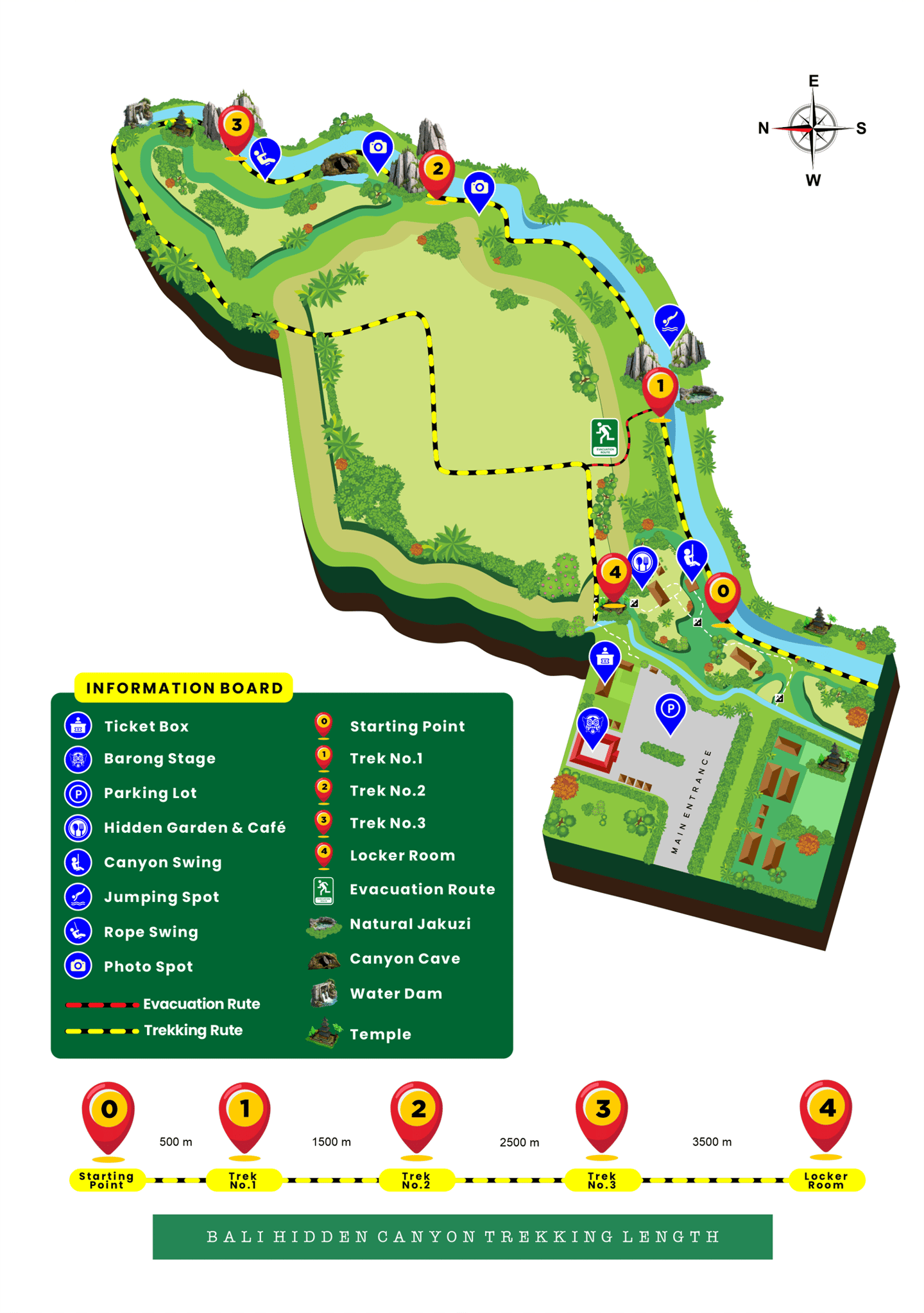 a trekking map of a canyon