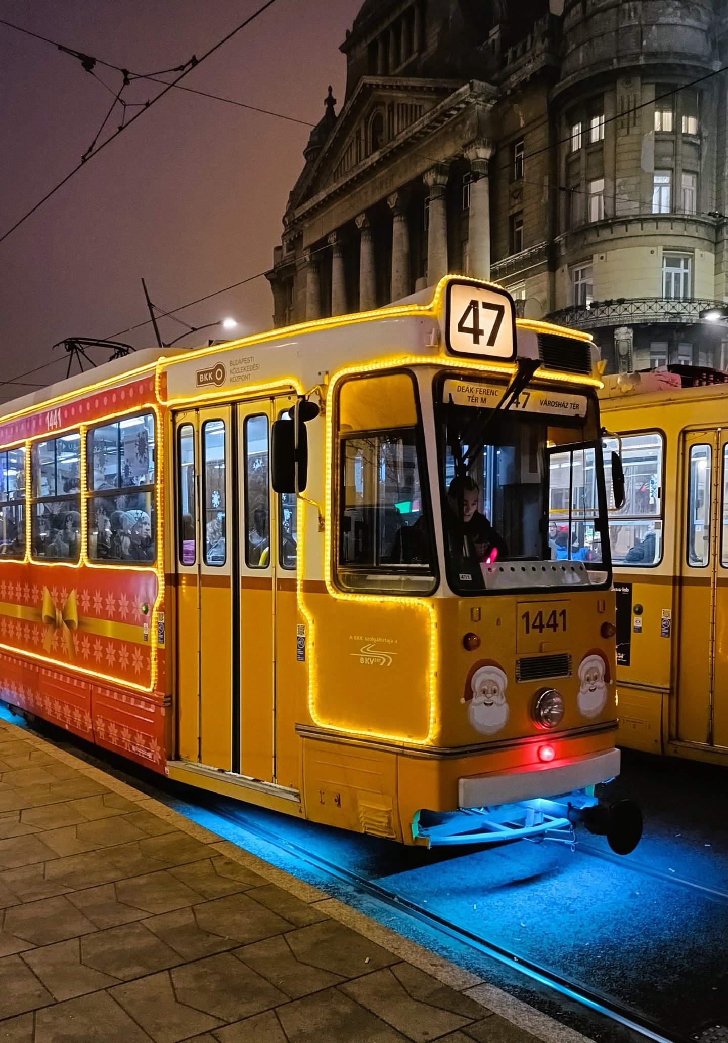 Świąteczny tramwaj 47 w Budapeszcie