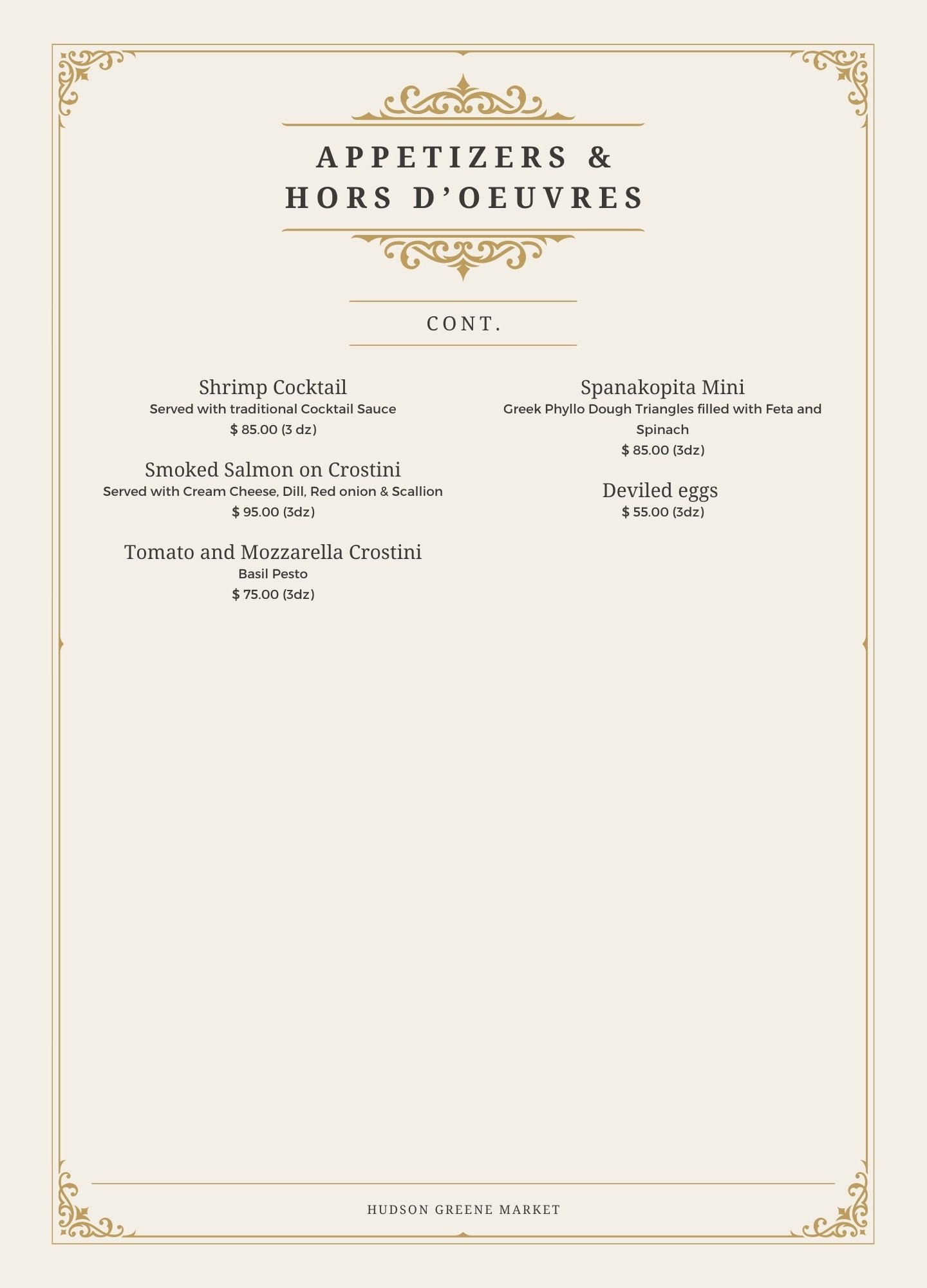 hudson greene market catering appetizers Hors d'oeuvres