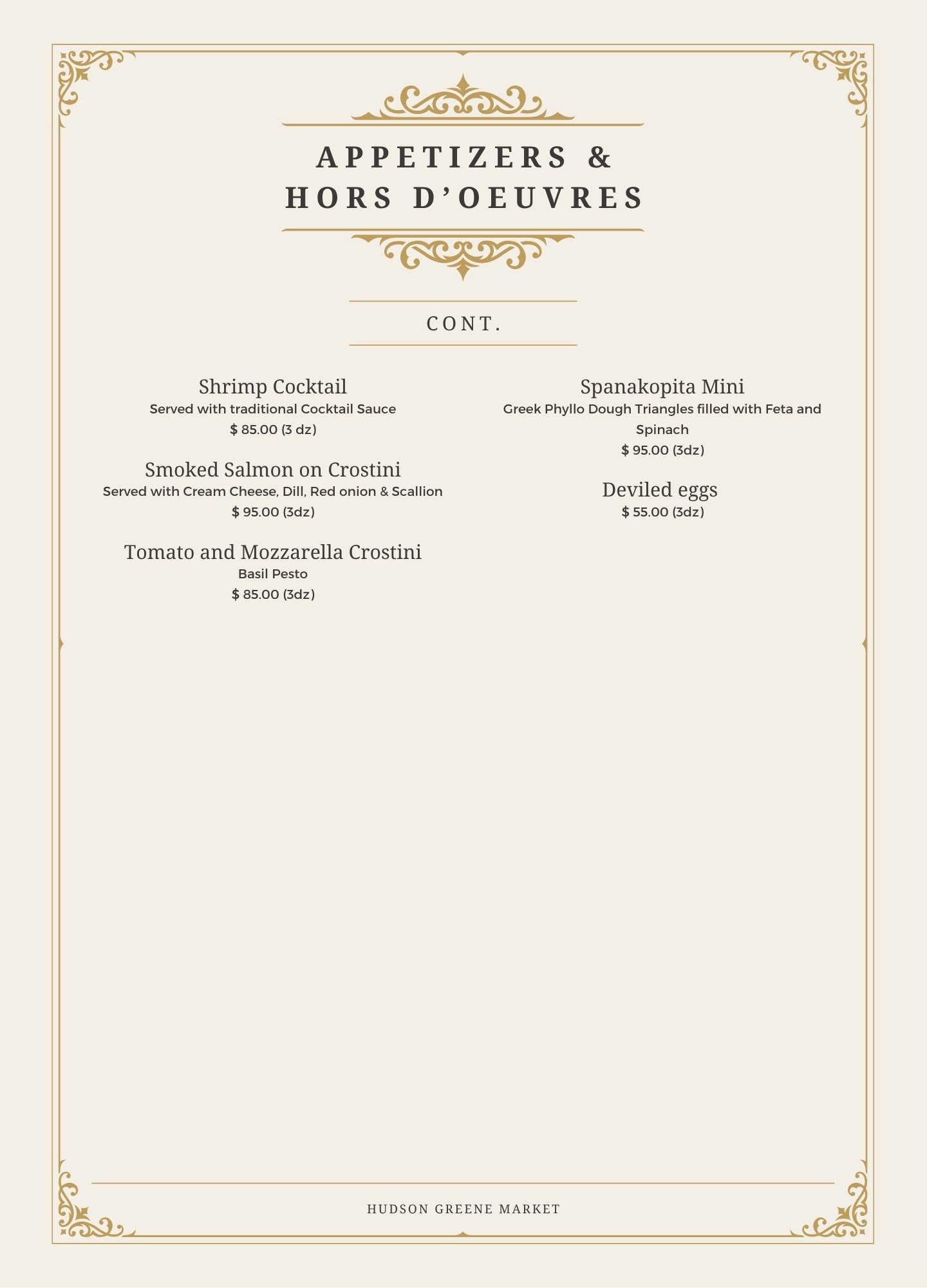 hudson greene market catering appetizers Hors d'oeuvres