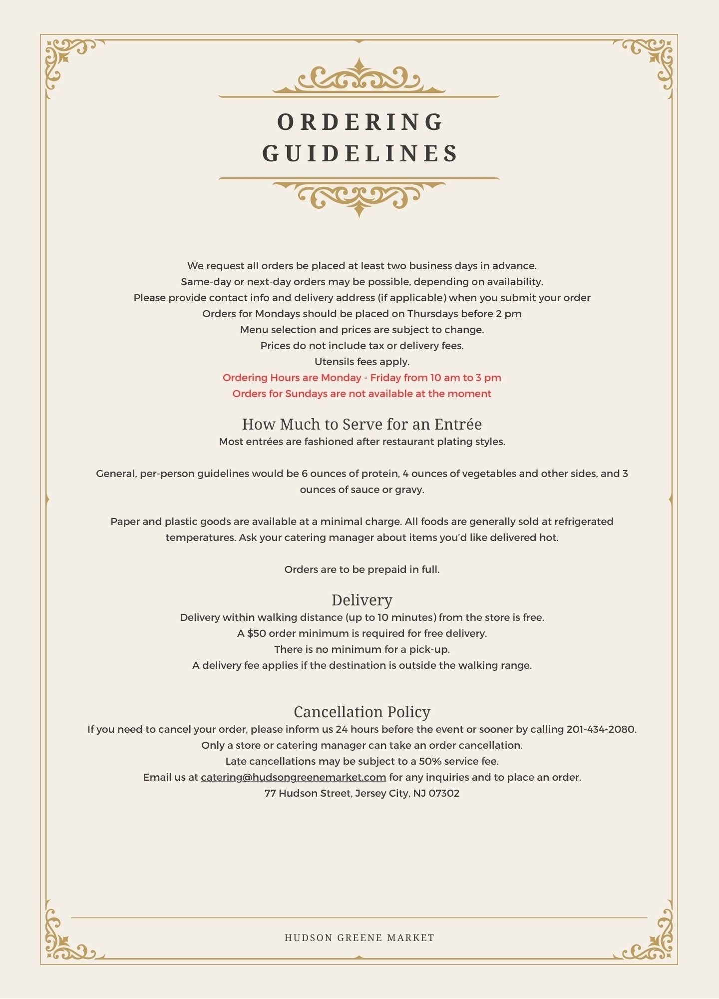 hudson greene market catering jersey city exchange place paulus hook