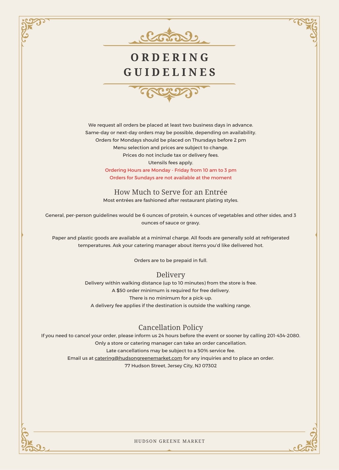 hudson greene market catering jersey city exchange place paulus hook