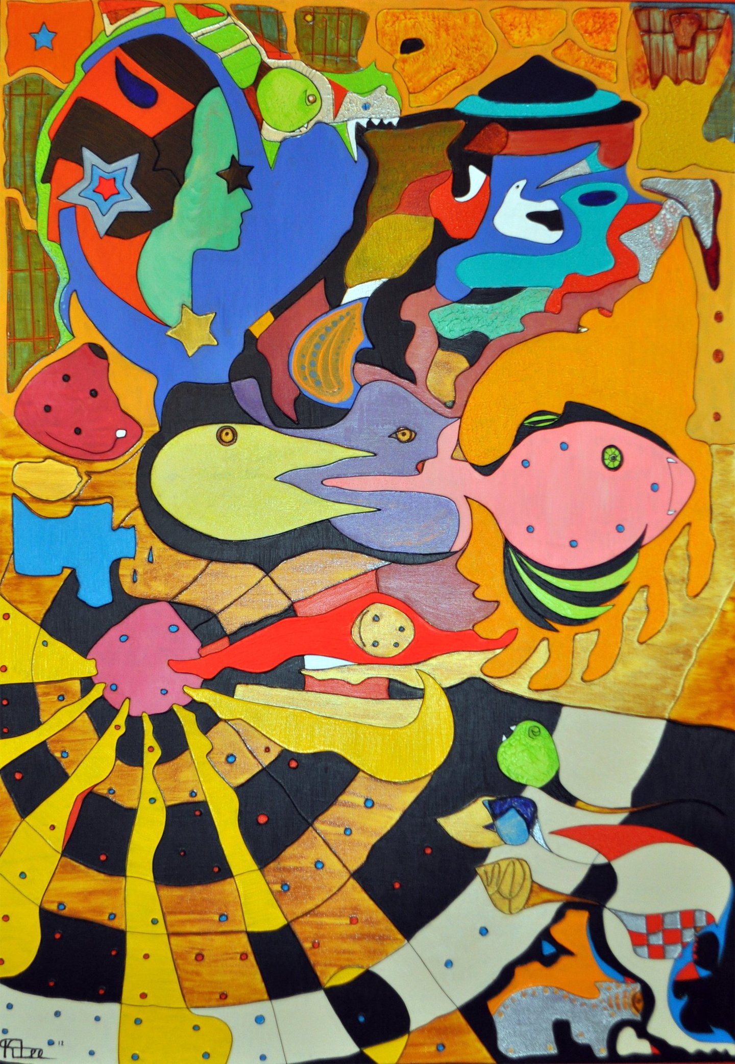 Star Flower, a full bodied painting on beginnings of creation by Kristina Lee