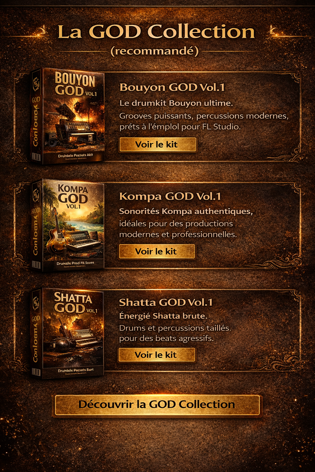 GOD Collection Drumkits Mandragonbeat avec Bouyon God, Kompa God et Shatta God, packs de sons 