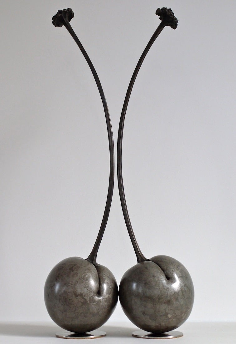 Bronze Tabletop Sculpture Of Cherries By Mark Richard Hall