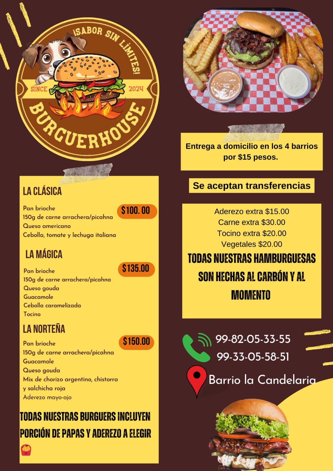 Menú de Burguer House Jalpa de Méndez