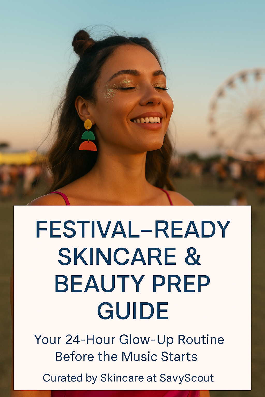 a woman with her eyes closed and a sign reading festival ready for the festival