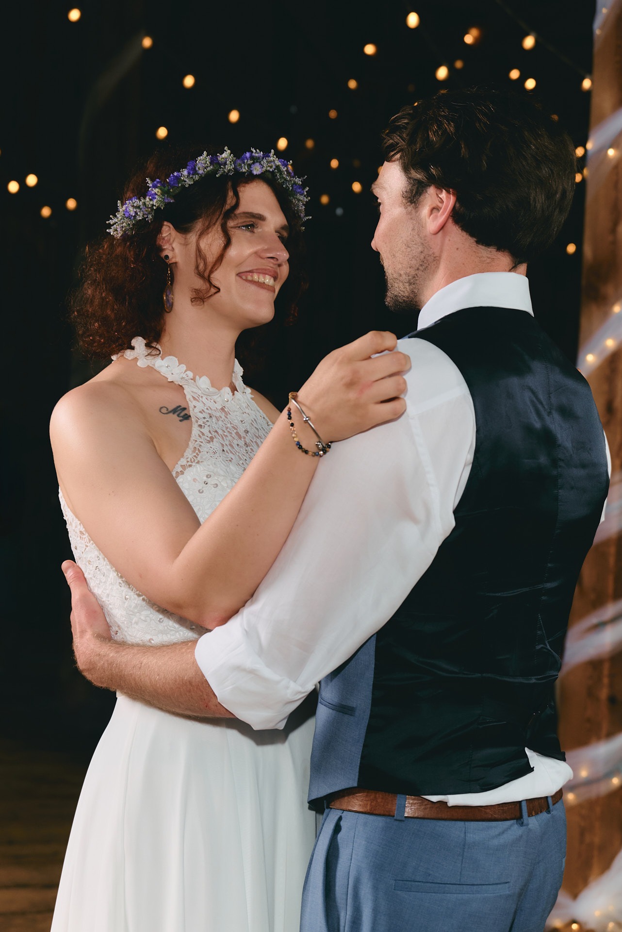 a bride and groom dancing at their wedding reception
