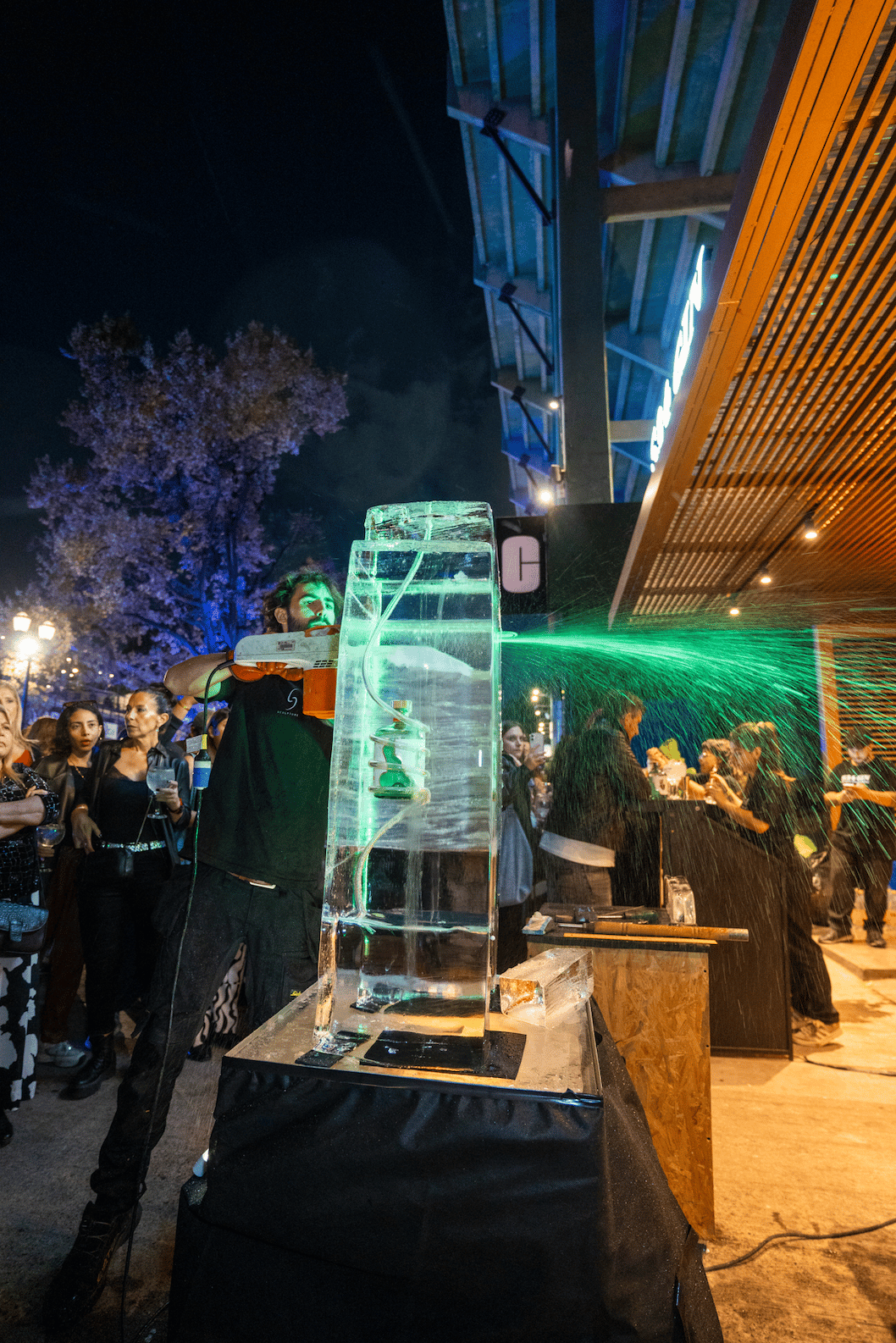 show de tallado en vivo de hielo experiencia efimera