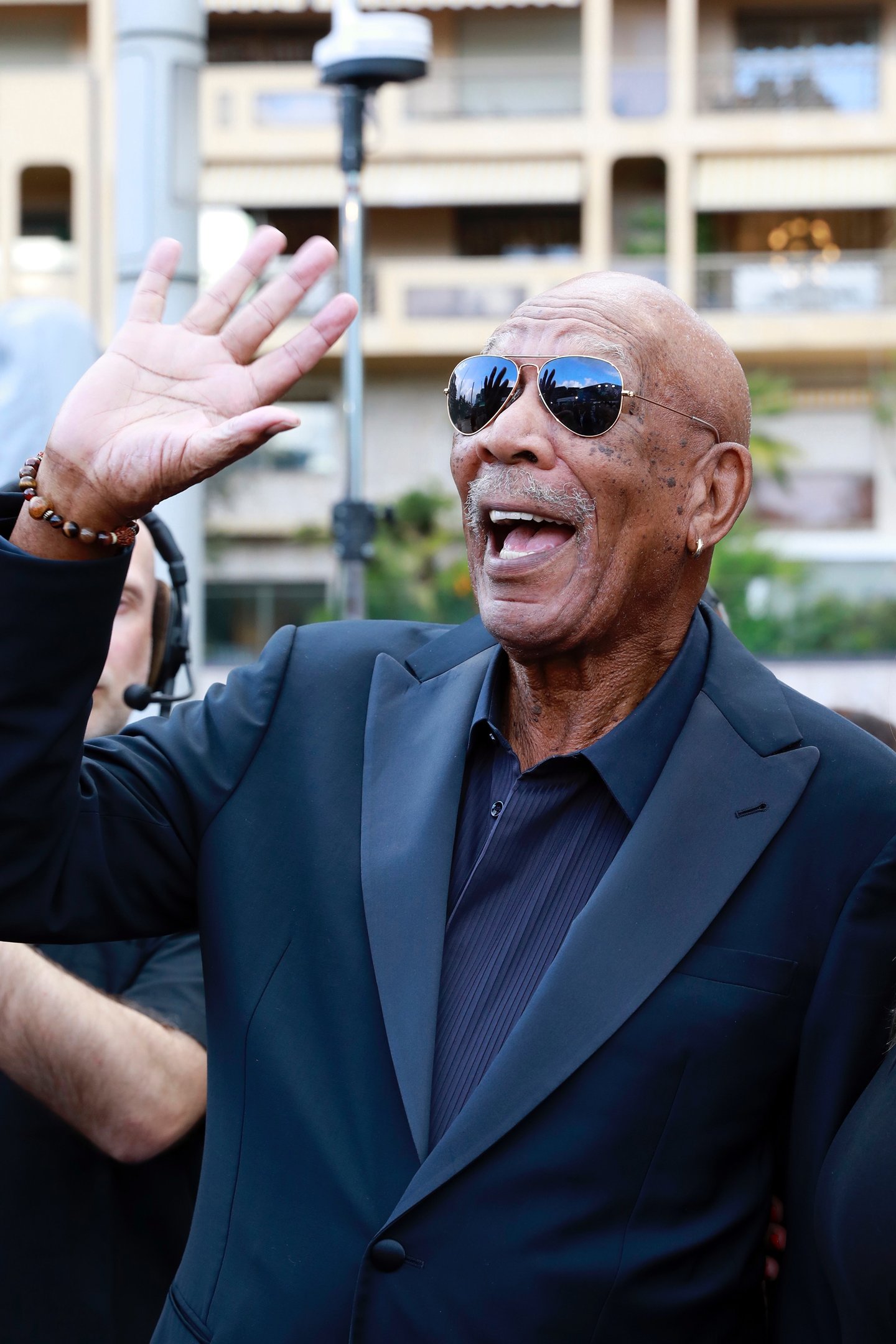 Morgan Freeman salut la foule FTV Monaco