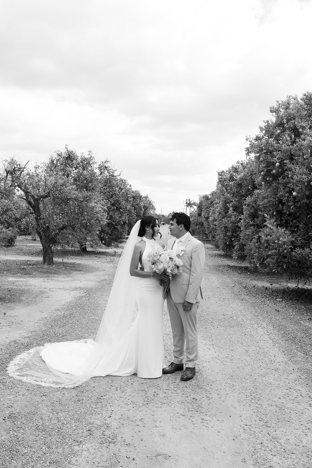 a bride and groom kissing at The Grove Redlands